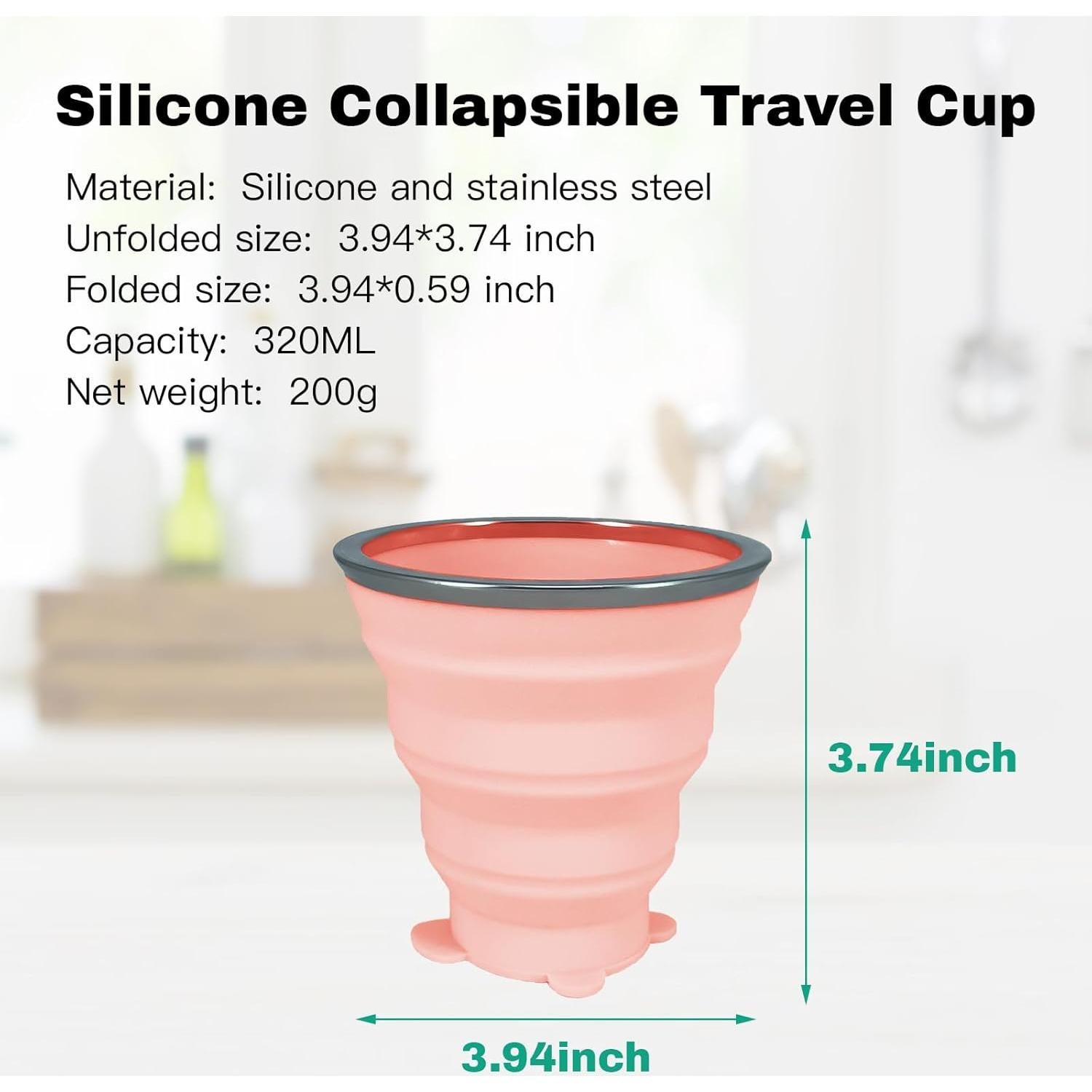 Set de 4 Tazas Plegables de Silicona 320ml Lacabin