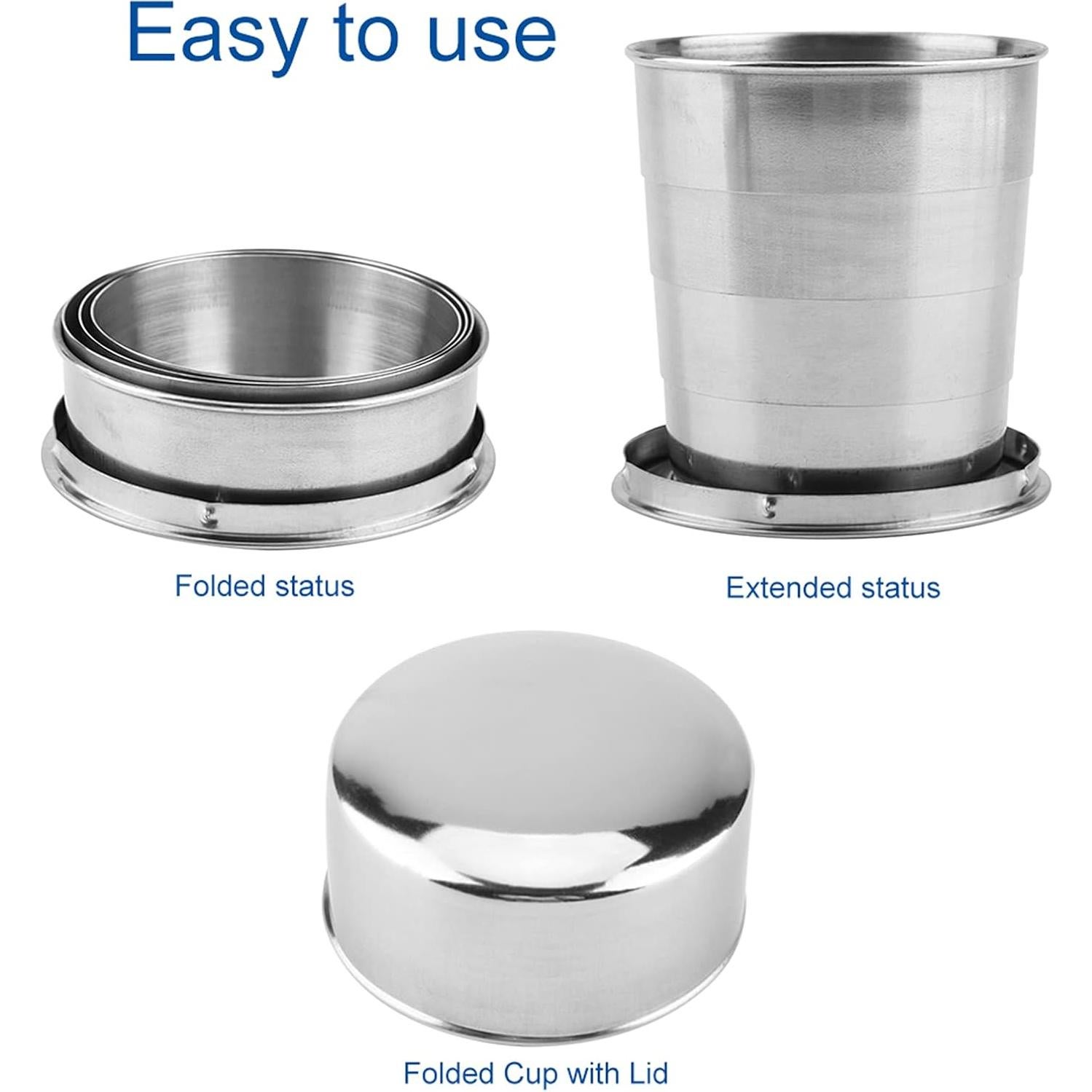 Taza Colapsable Jerliflyer 250ml Acero Inoxidable Portátil