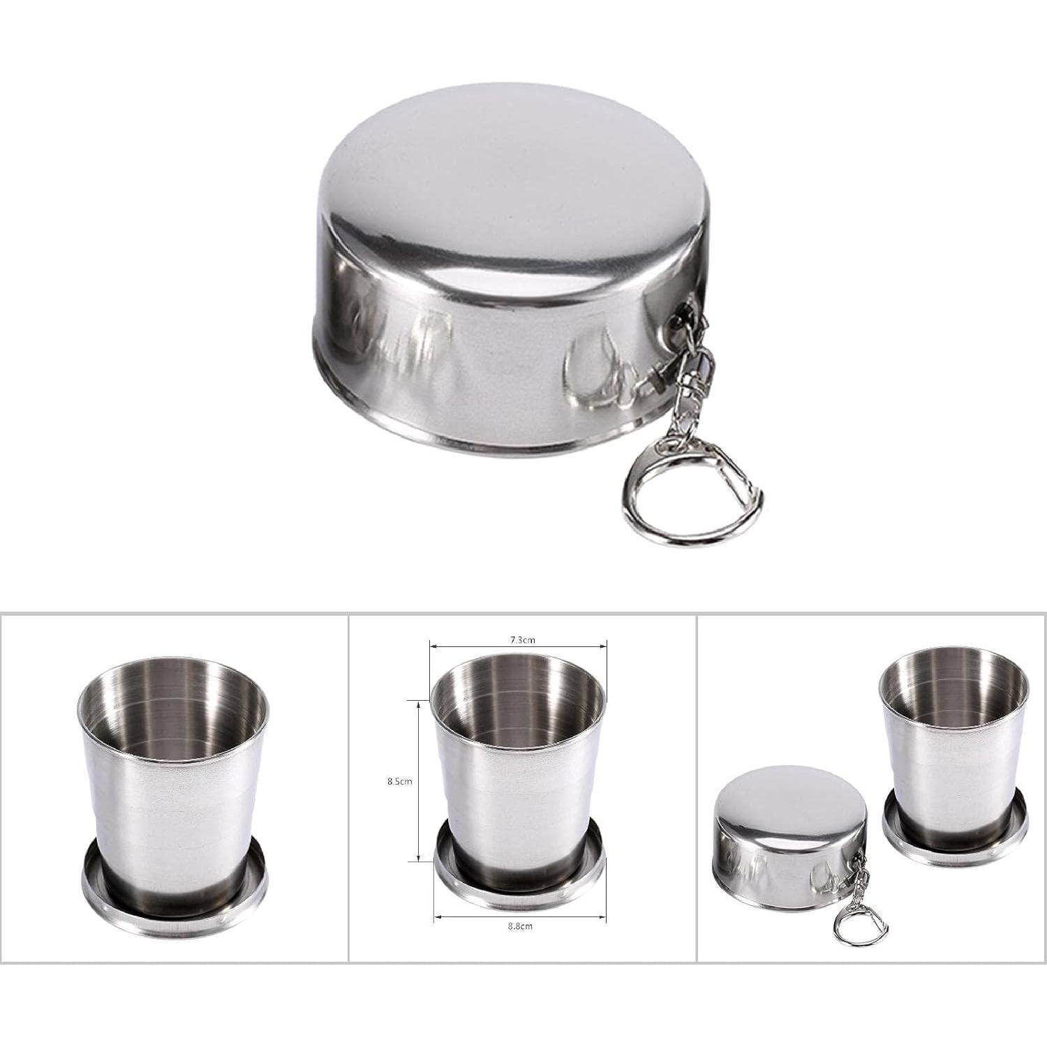 Taza Plegable de Acero Inoxidable Walfront 240ml para Viajes