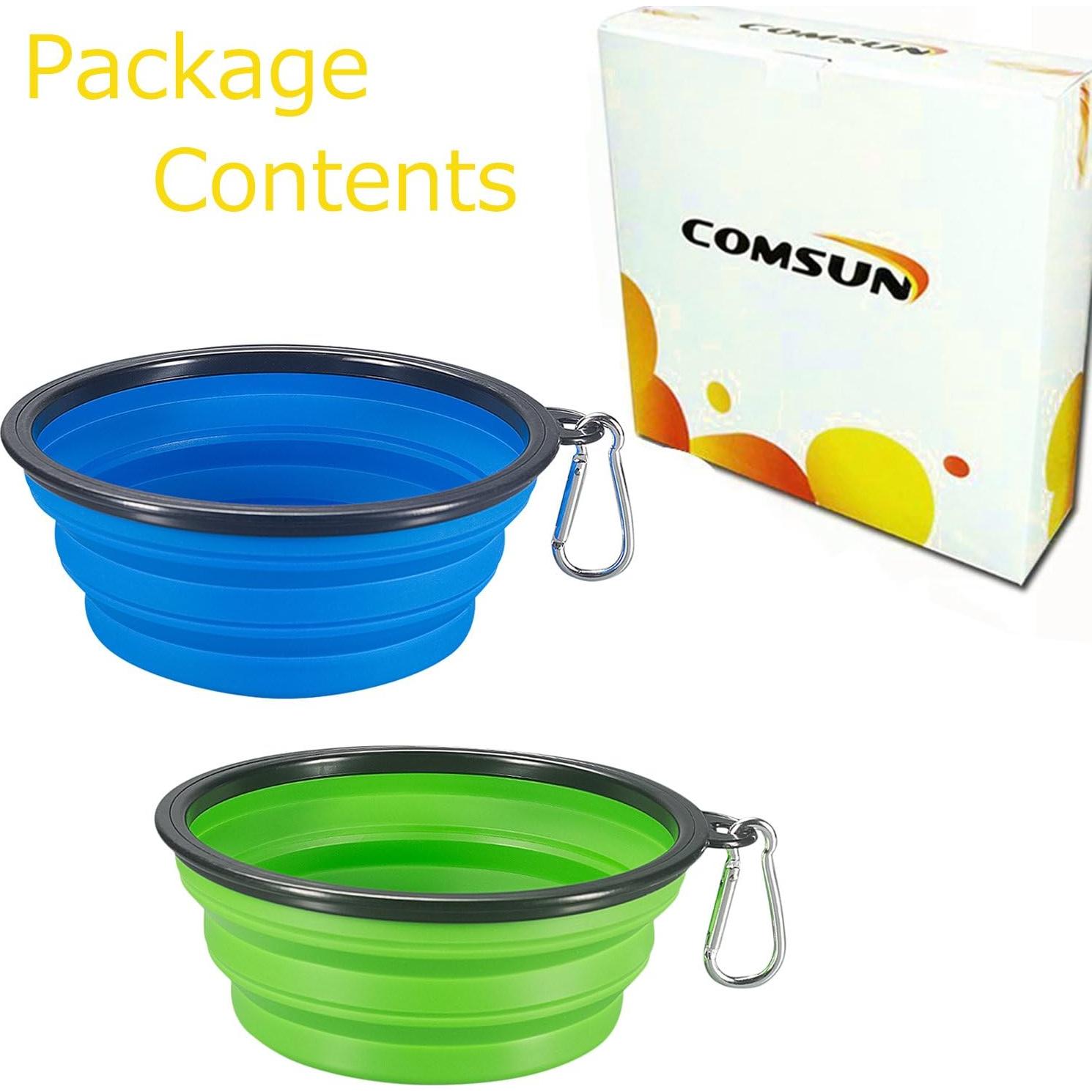 Paquete de 2 tazones colapsables COMSUN para perros grandes