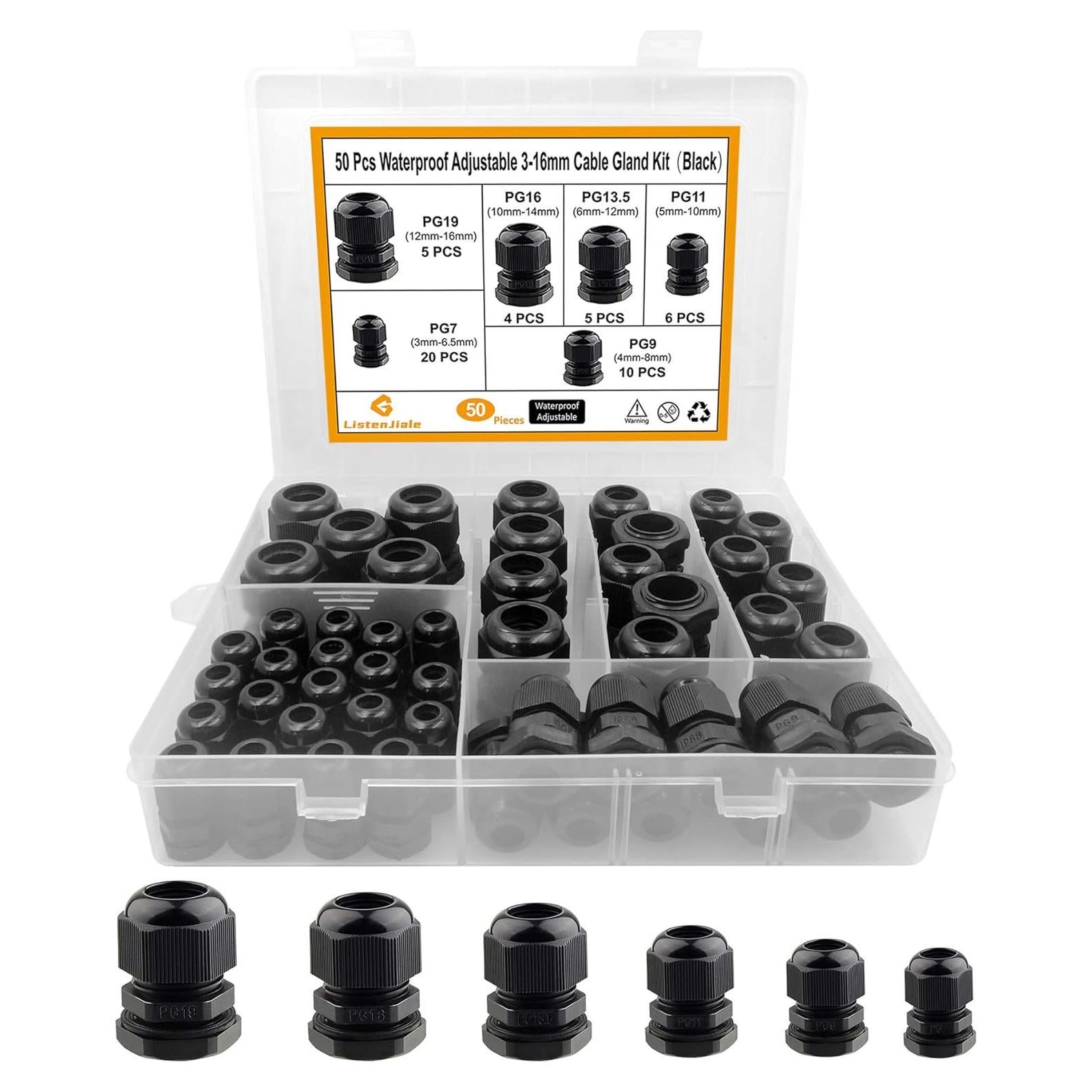 Cable Gland Impermeable LISTENJIALE 50 pcs 3-16mm IP68