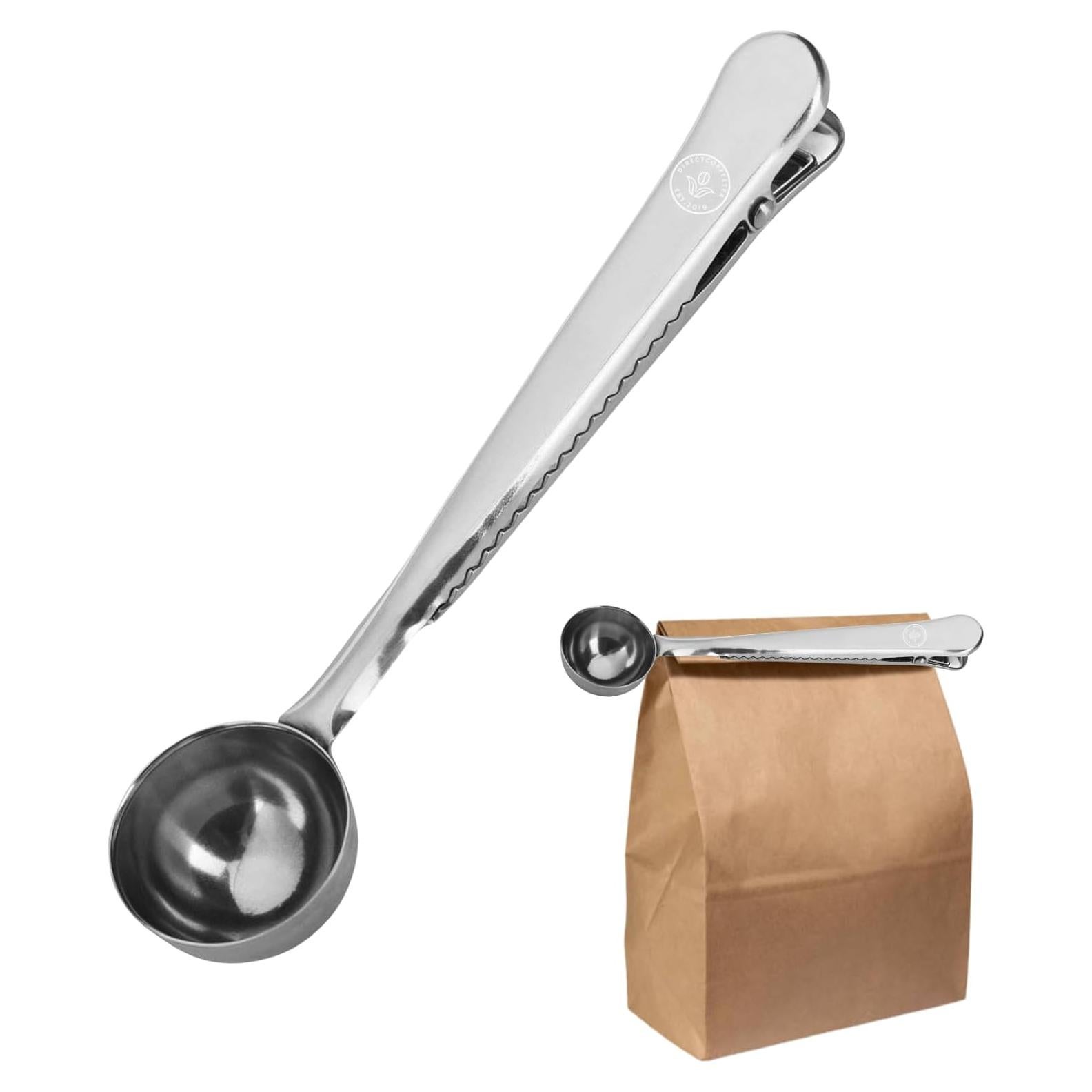 Cucharada 2-en-1 Acero Inoxidable Direct Coffee Tea con Clip