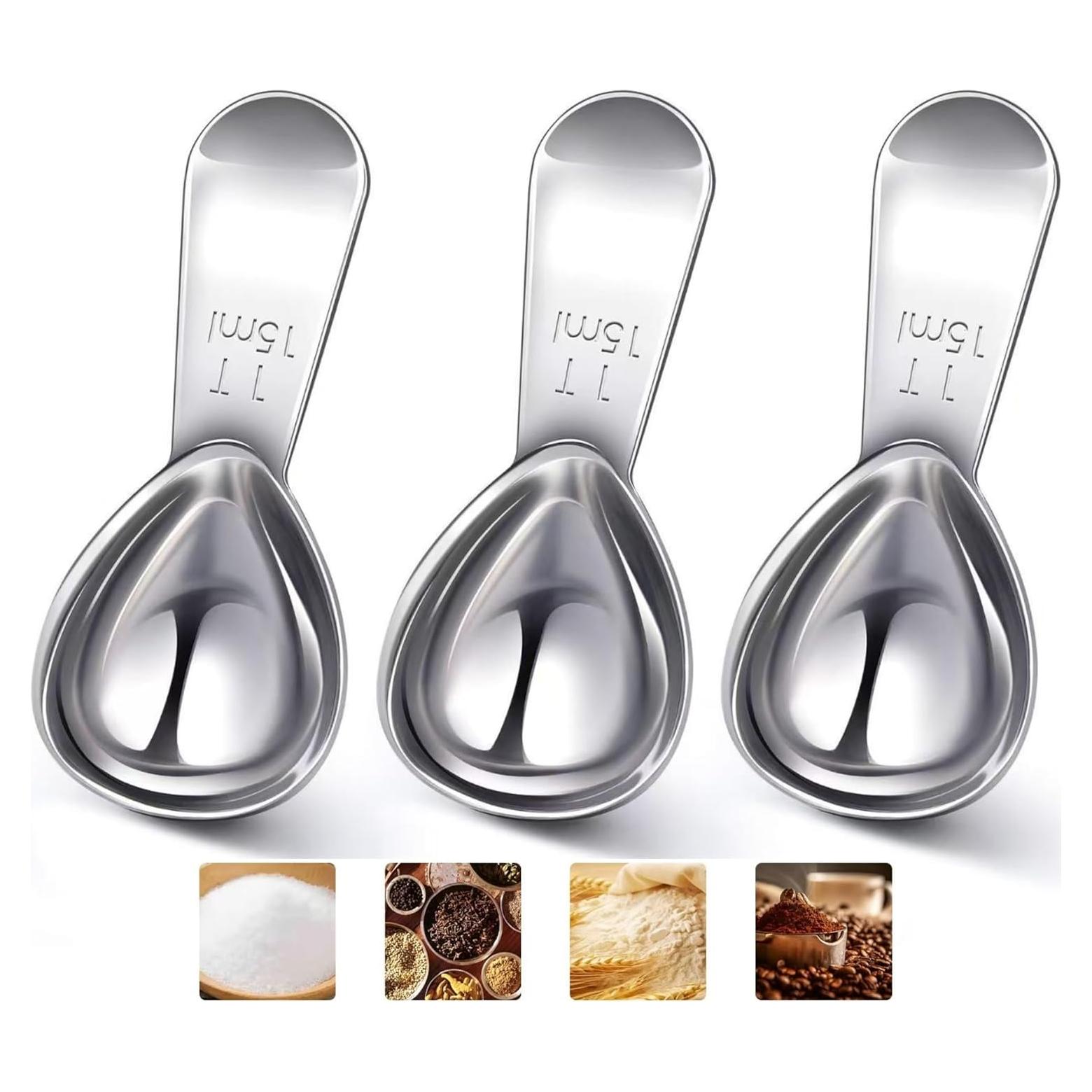 Juego de 3 cucharas medidoras de café Heideryafei 15ml acero inoxidable