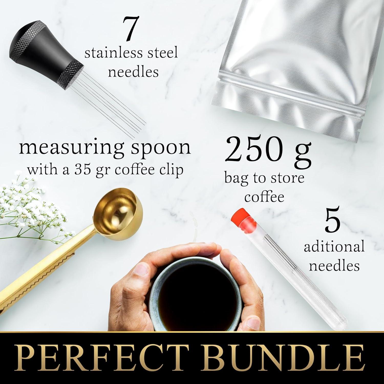 Herramienta WDT de Espresso JR&AnStore con 7 Agujas y Cuchara