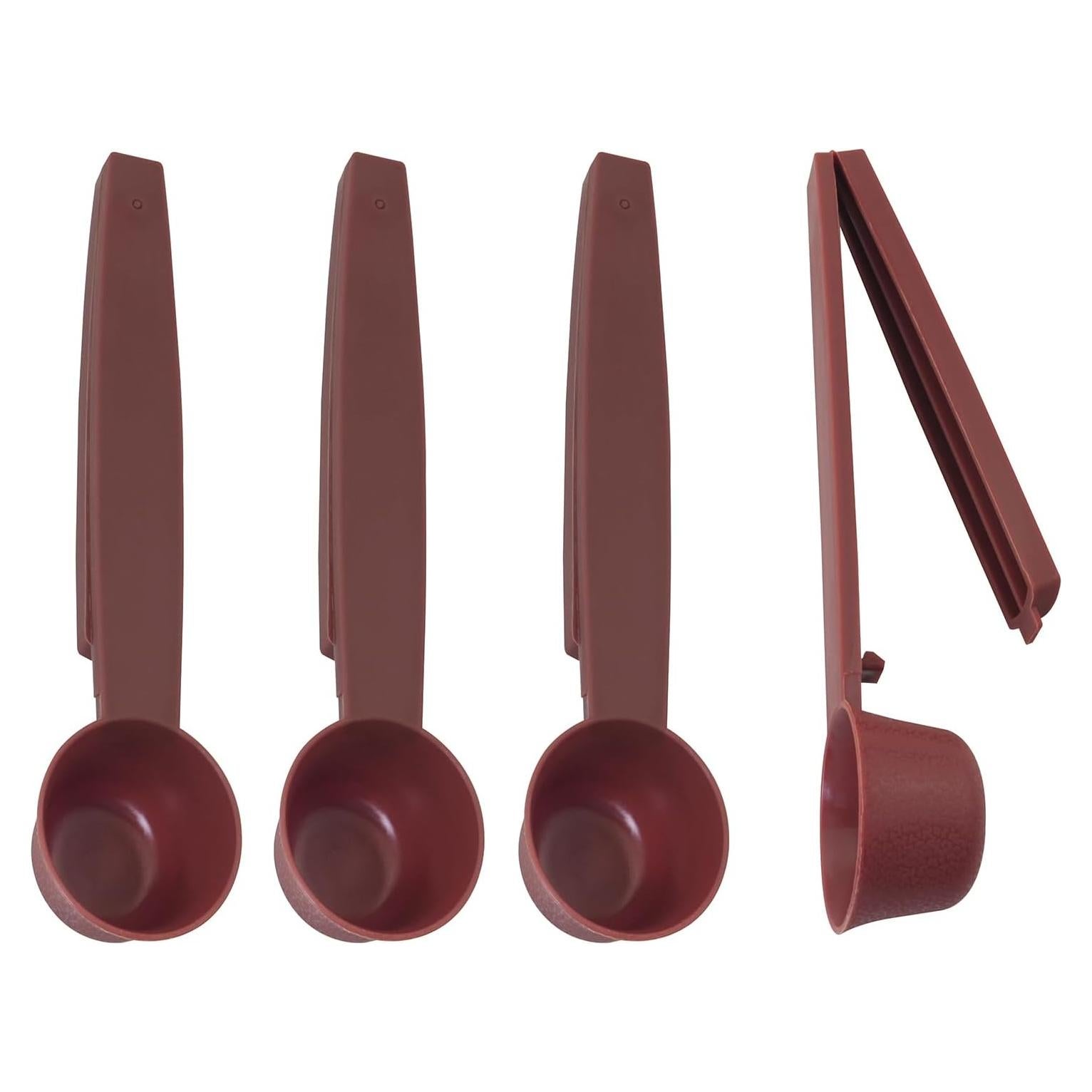 4 Cucharas de Plástico 2 en 1 con Clip de Sellado 10g