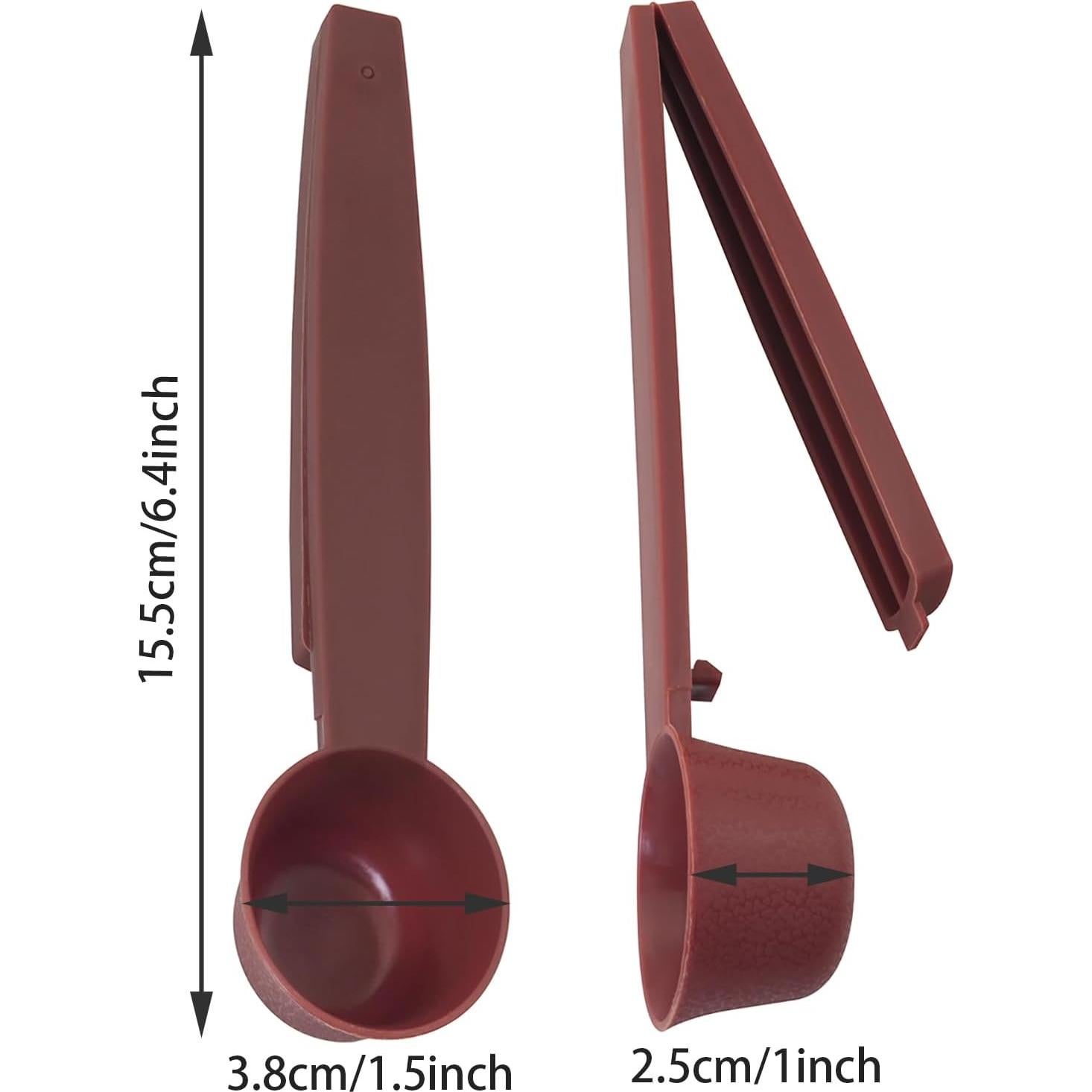 4 Cucharas de Plástico 2 en 1 con Clip de Sellado 10g