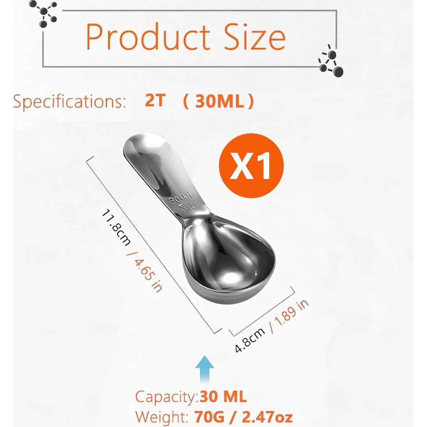 Cuchara Medidora de Café GREATLINK 30ml Acero Inoxidable