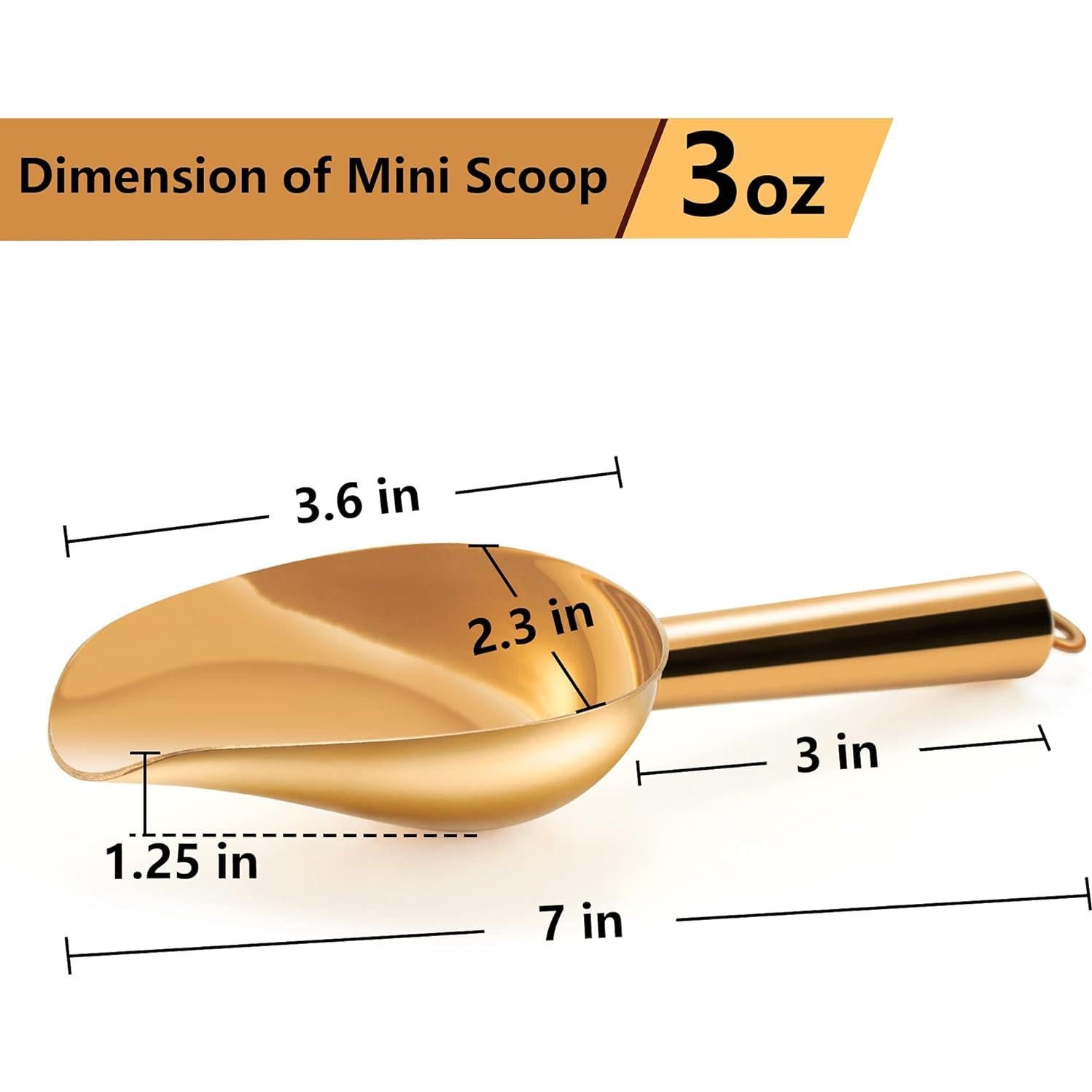 Juego de cucharas pequeñas doradas TeamFar de acero inoxidable 2 Pcs