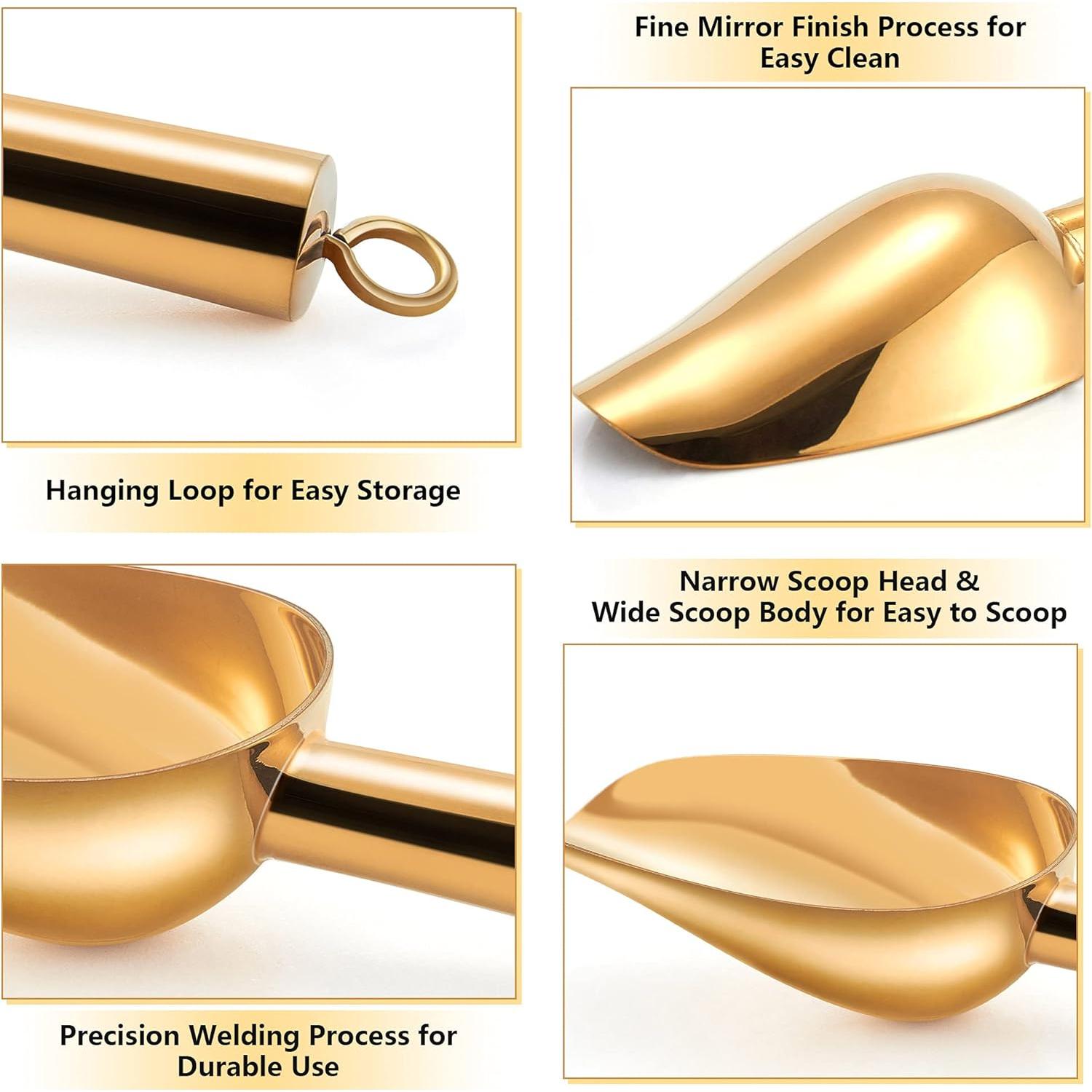 Juego de cucharas pequeñas doradas TeamFar de acero inoxidable 2 Pcs
