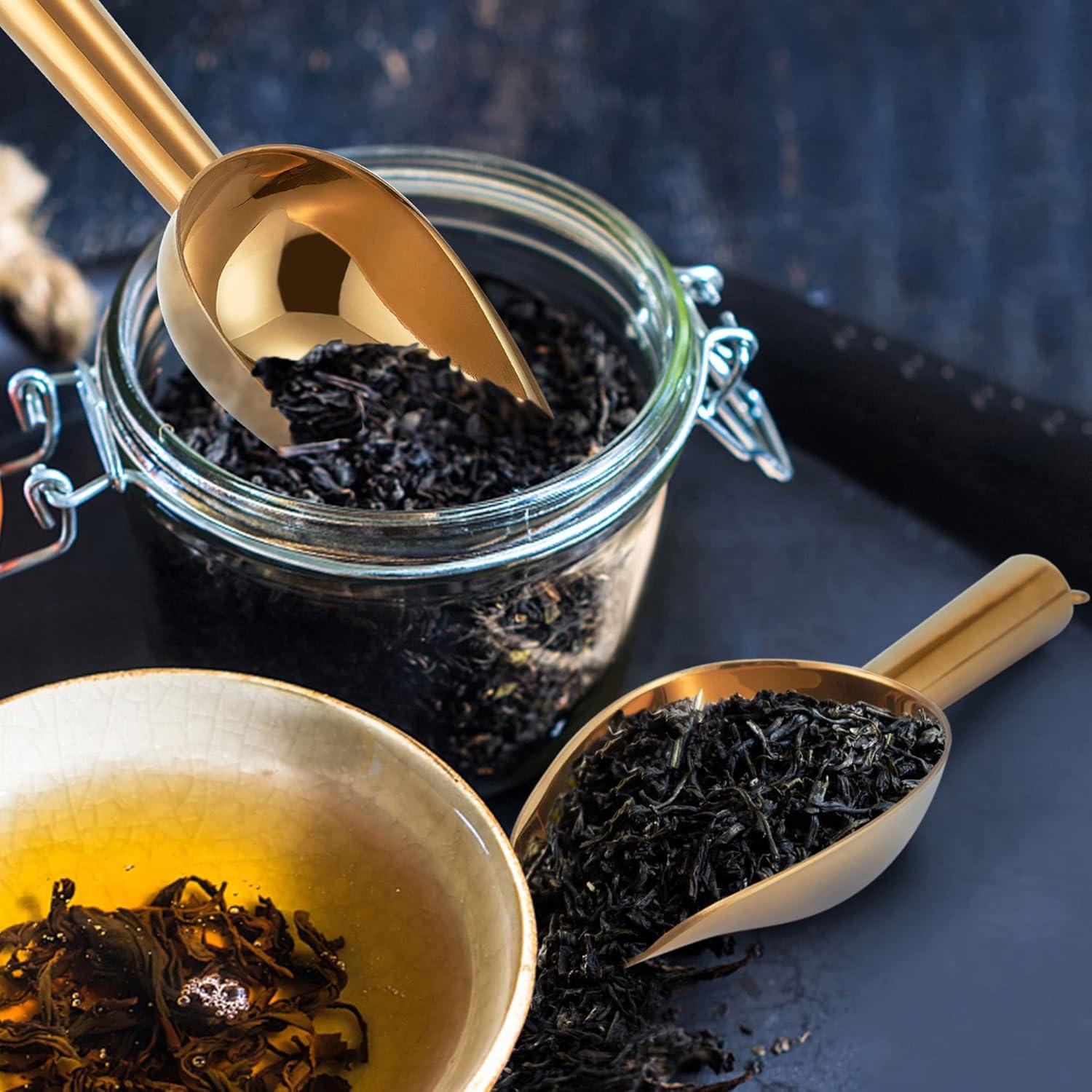 Juego de cucharas pequeñas doradas TeamFar de acero inoxidable 2 Pcs