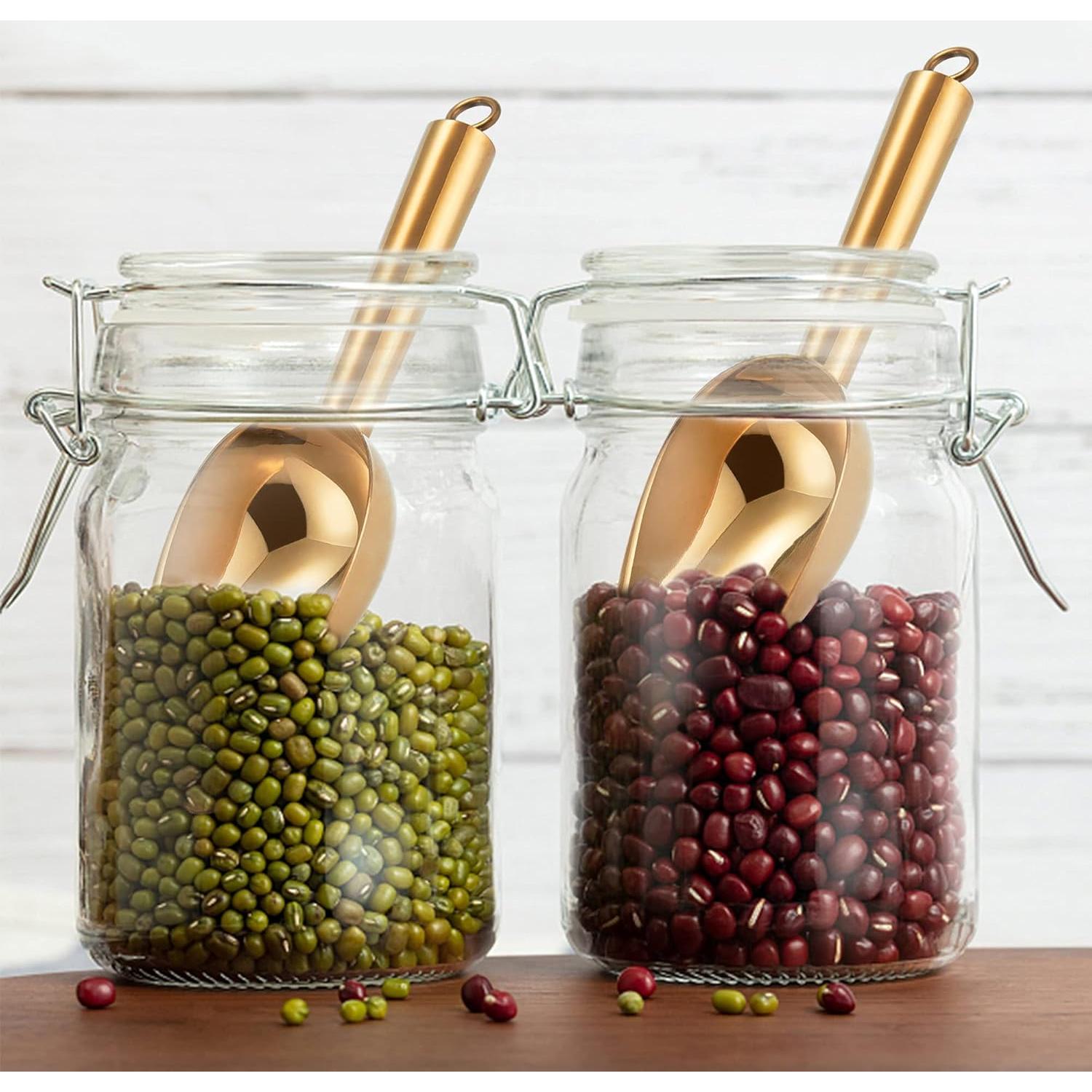 Juego de cucharas pequeñas doradas TeamFar de acero inoxidable 2 Pcs