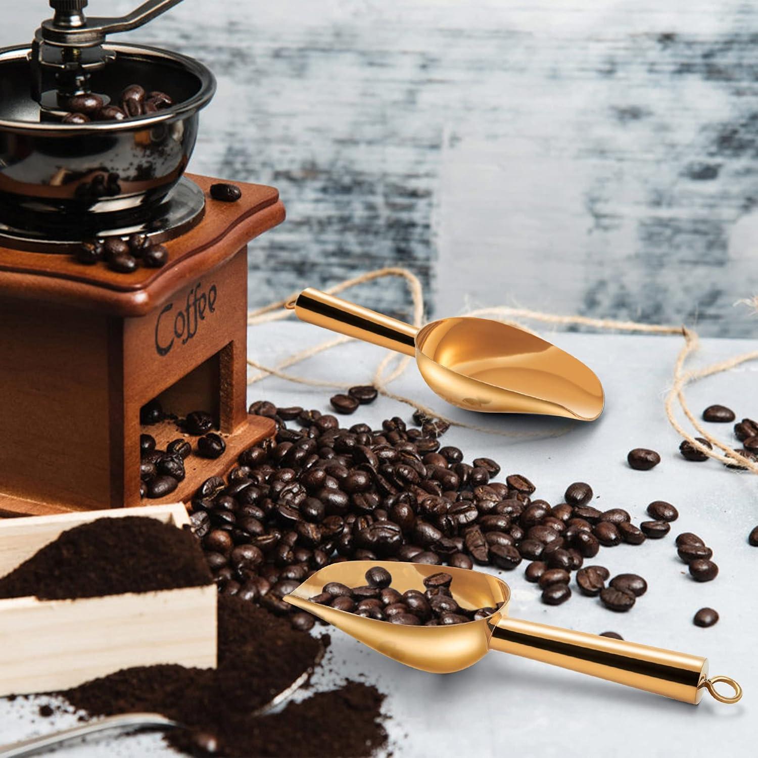 Juego de cucharas pequeñas doradas TeamFar de acero inoxidable 2 Pcs