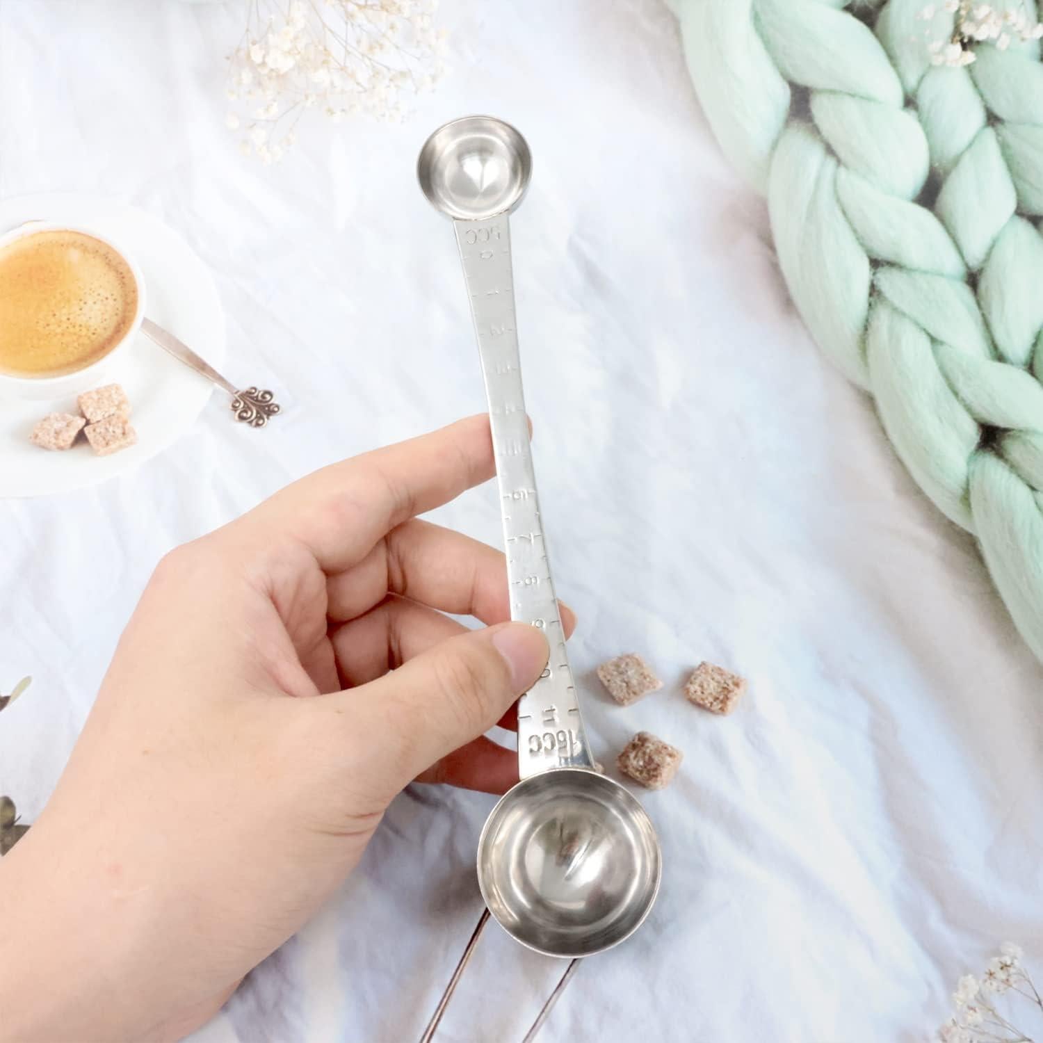 Cucharada Medidora de Acero Inoxidable Honbay Doble Cabeza 5ml y 15ml