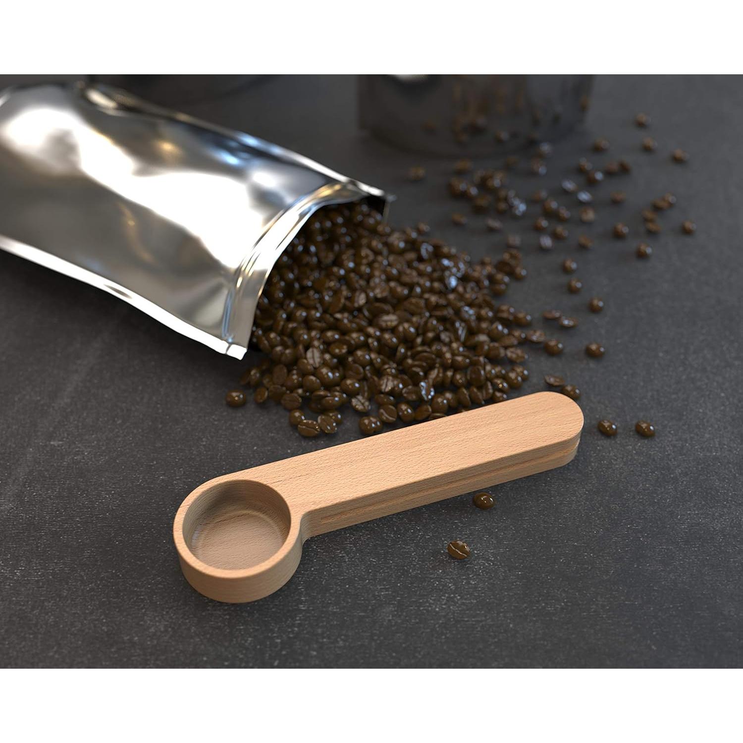 Cucharón de Café Personalizado de Madera de Haya - Clip para Bolsa