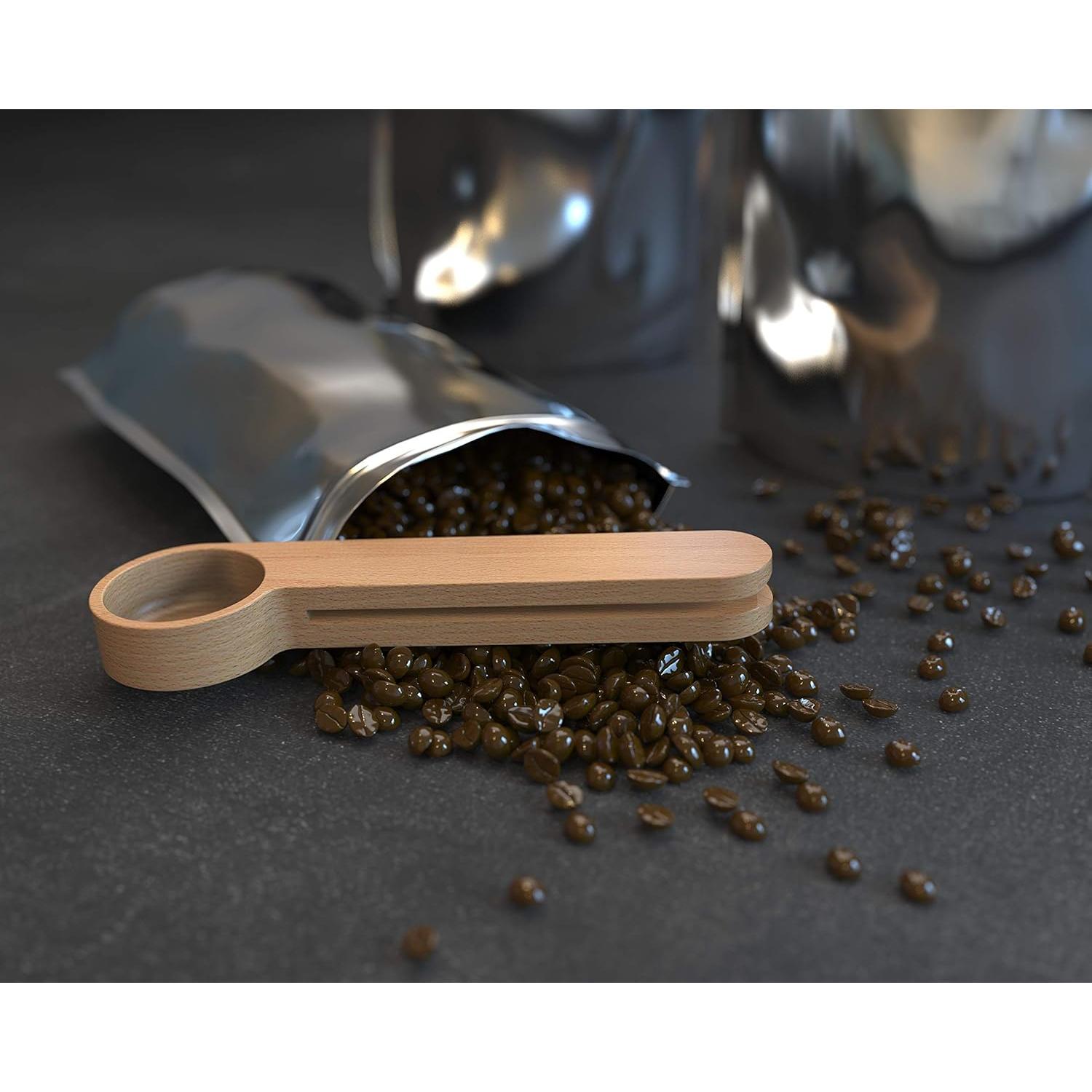 Cucharón de Café Personalizado de Madera de Haya - Clip para Bolsa