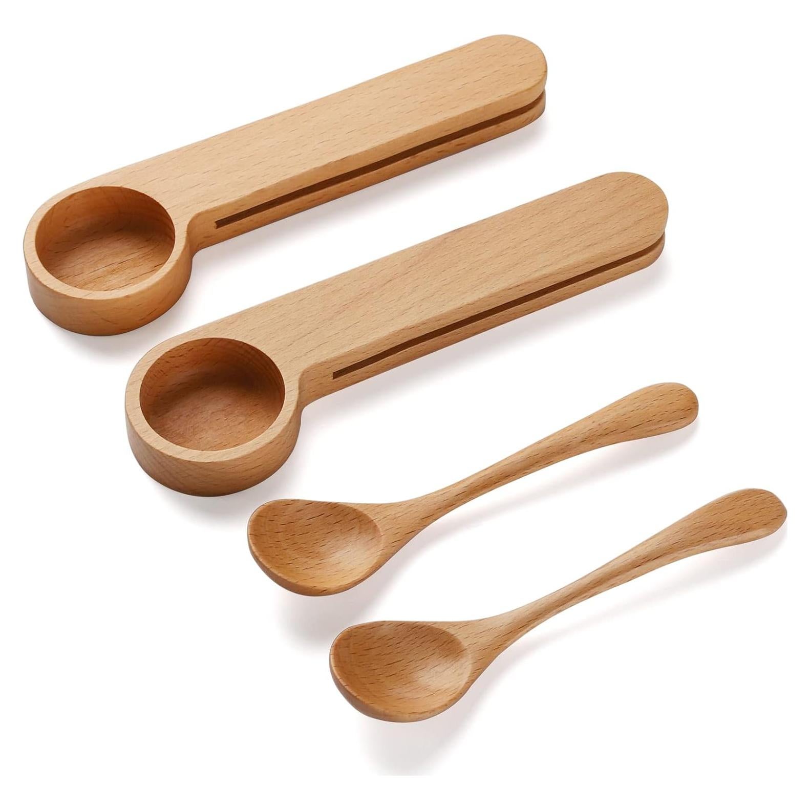 Juego de 4 Cucharas Medidoras de Madera DROENTIL 16 cm