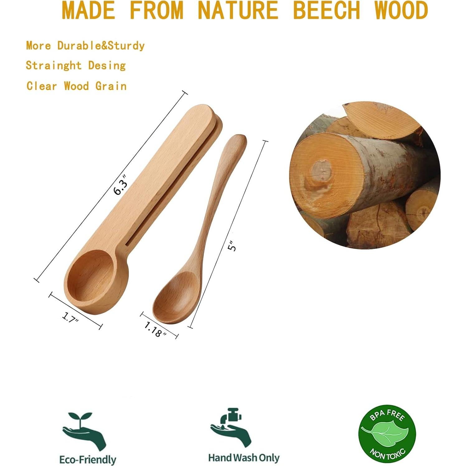 Juego de 4 Cucharas Medidoras de Madera DROENTIL 16 cm