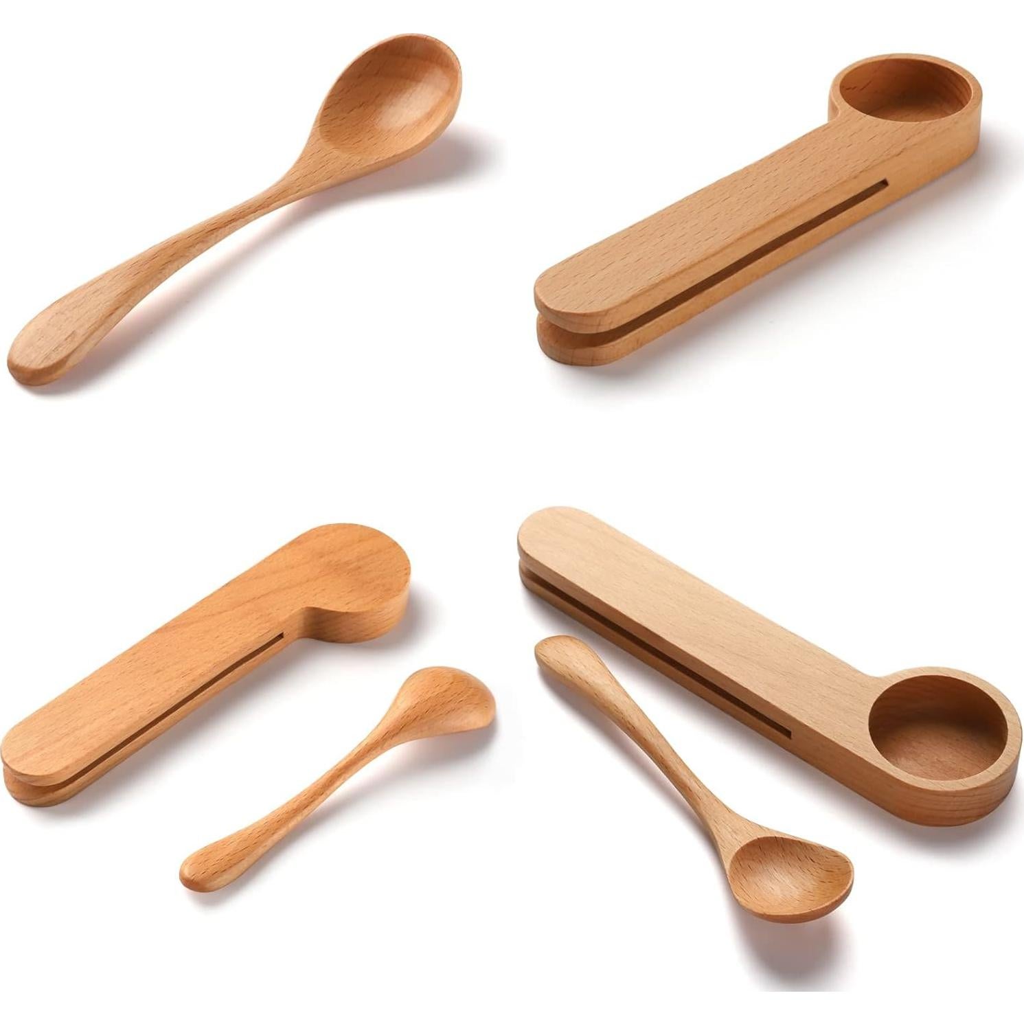 Juego de 4 Cucharas Medidoras de Madera DROENTIL 16 cm