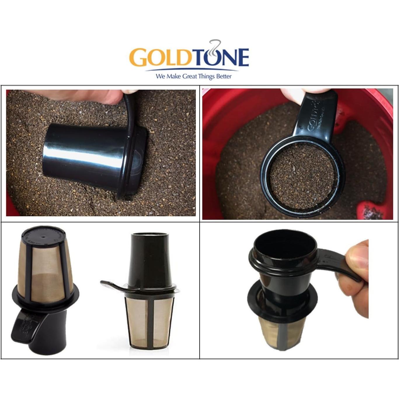 Cucharada y Prensador Reutilizable GoldTone 2-en-1 para Café