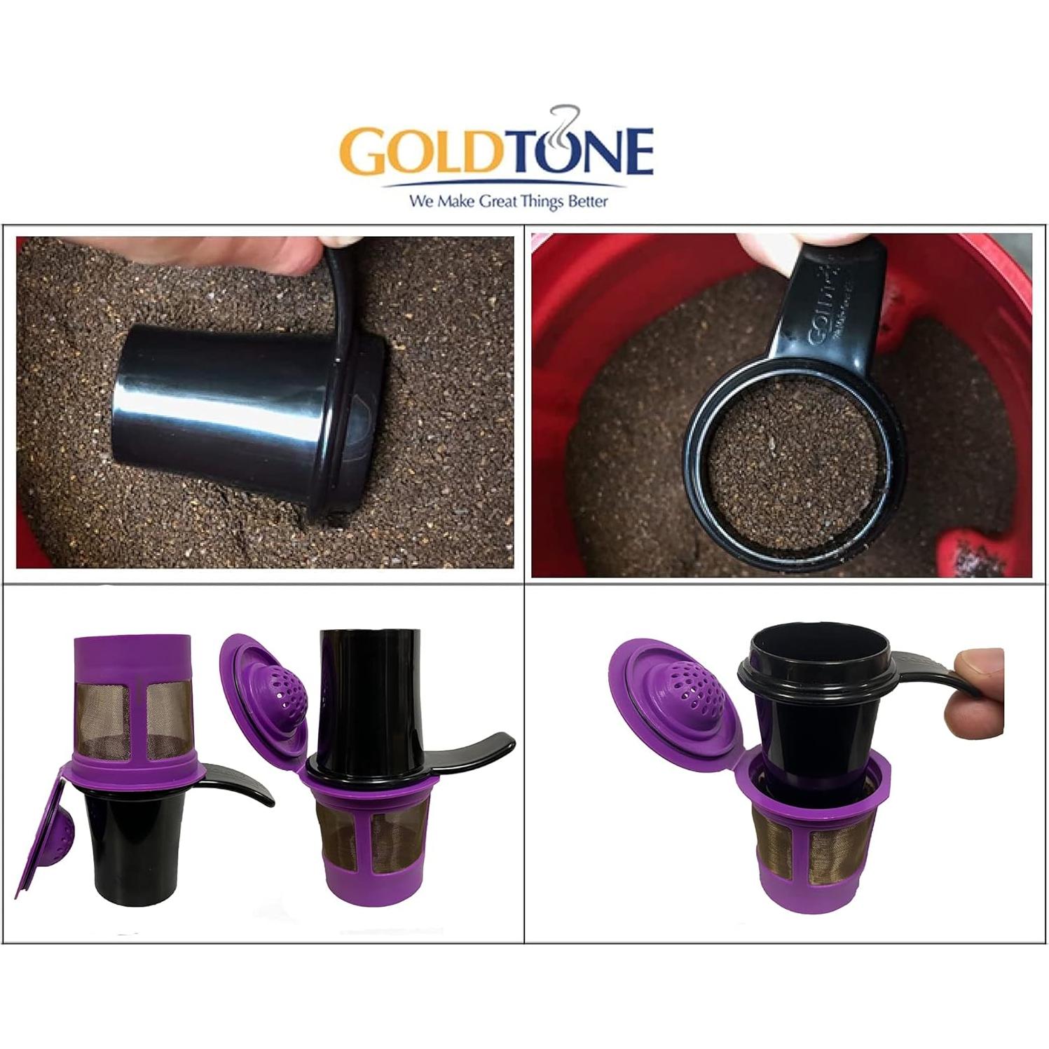 Cucharada y Prensador Reutilizable GoldTone 2-en-1 para Café