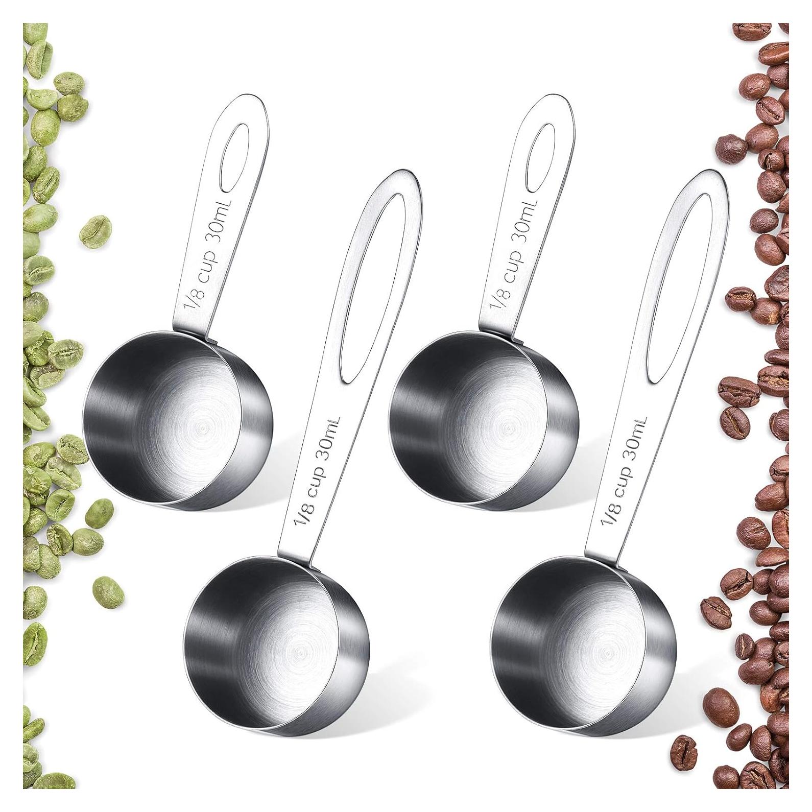 Juego de Cucharas Medidoras de Café Geiserailie 4 Pcs Acero Inoxidable 30 ml