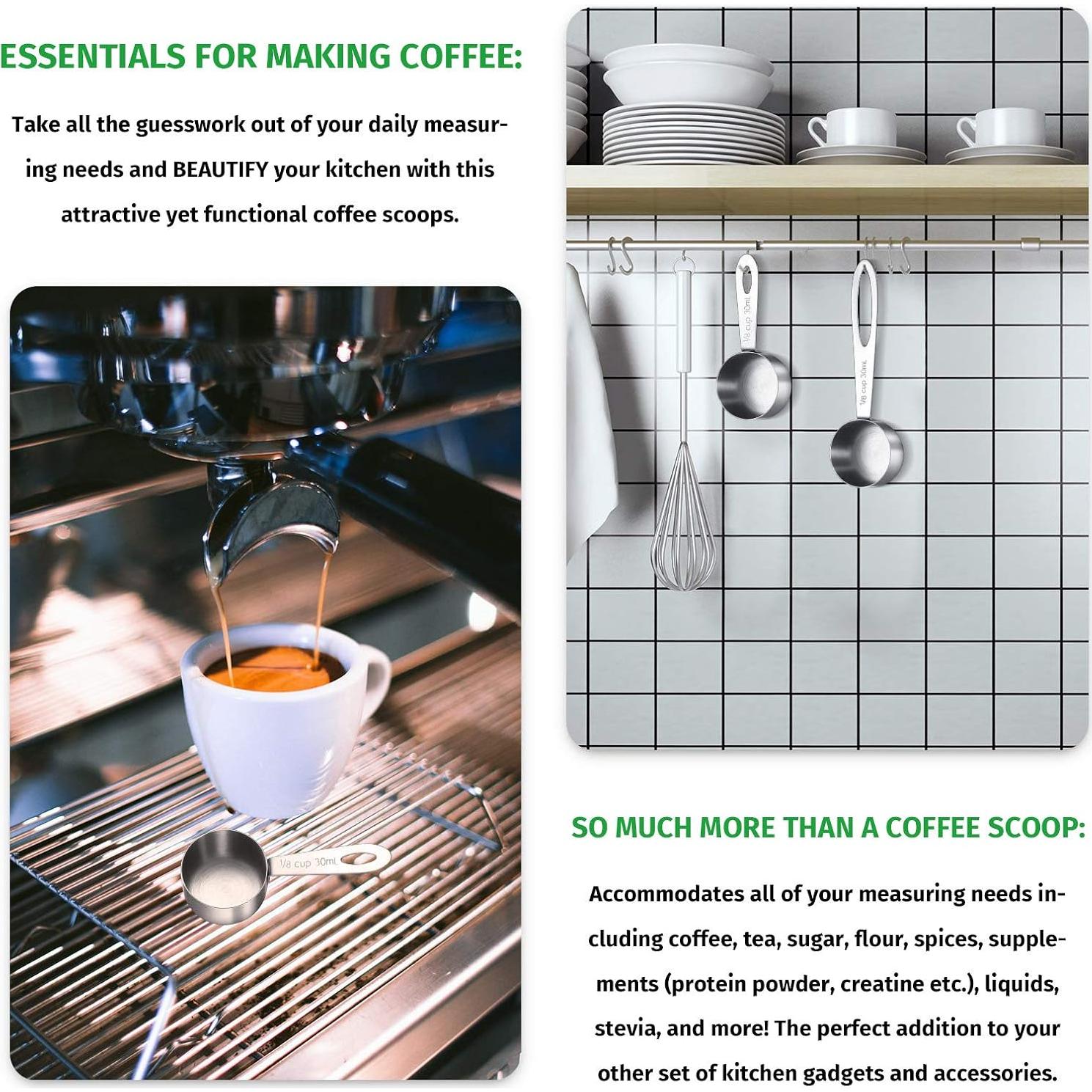 Juego de Cucharas Medidoras de Café Geiserailie 4 Pcs Acero Inoxidable 30 ml