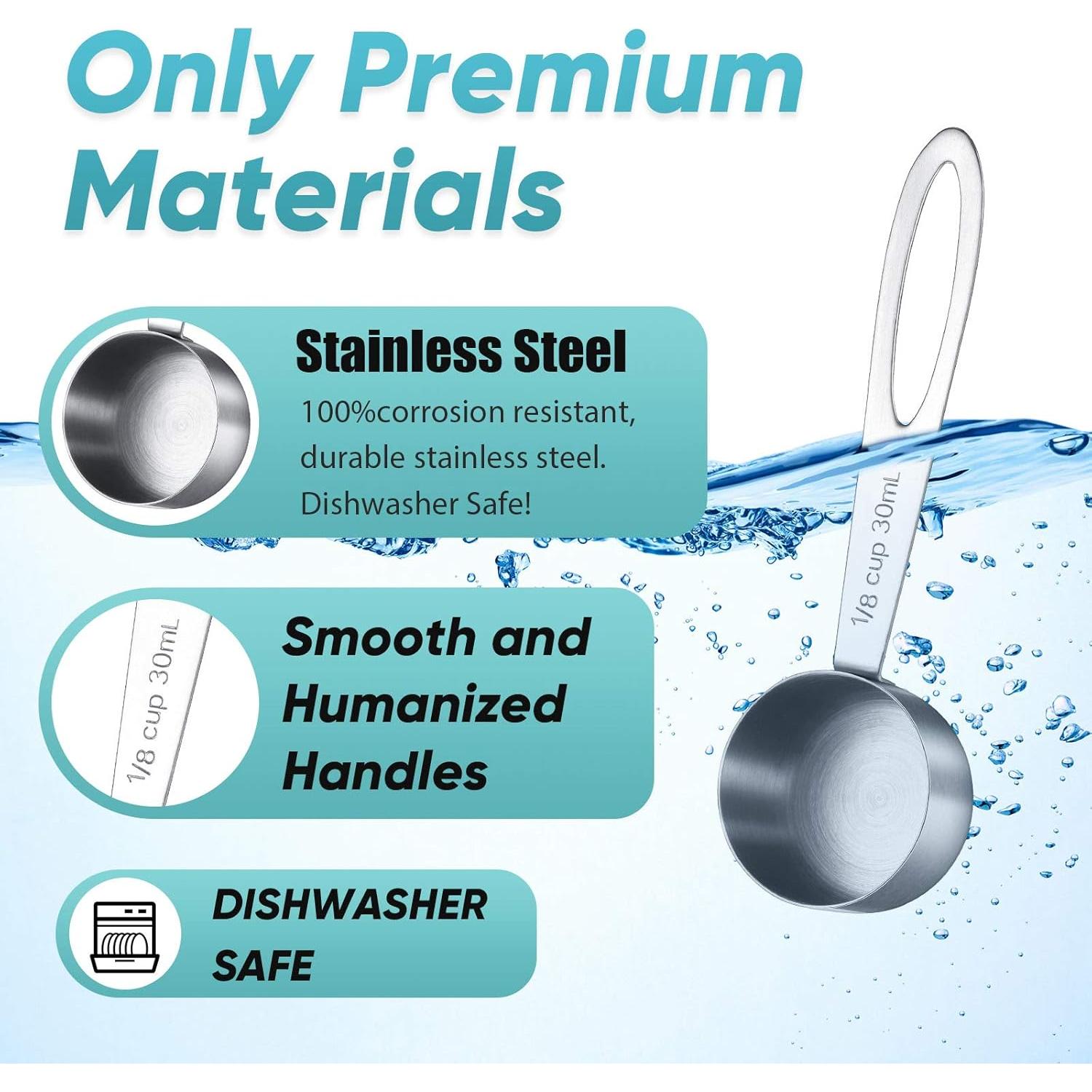 Juego de Cucharas Medidoras de Café Geiserailie 4 Pcs Acero Inoxidable 30 ml