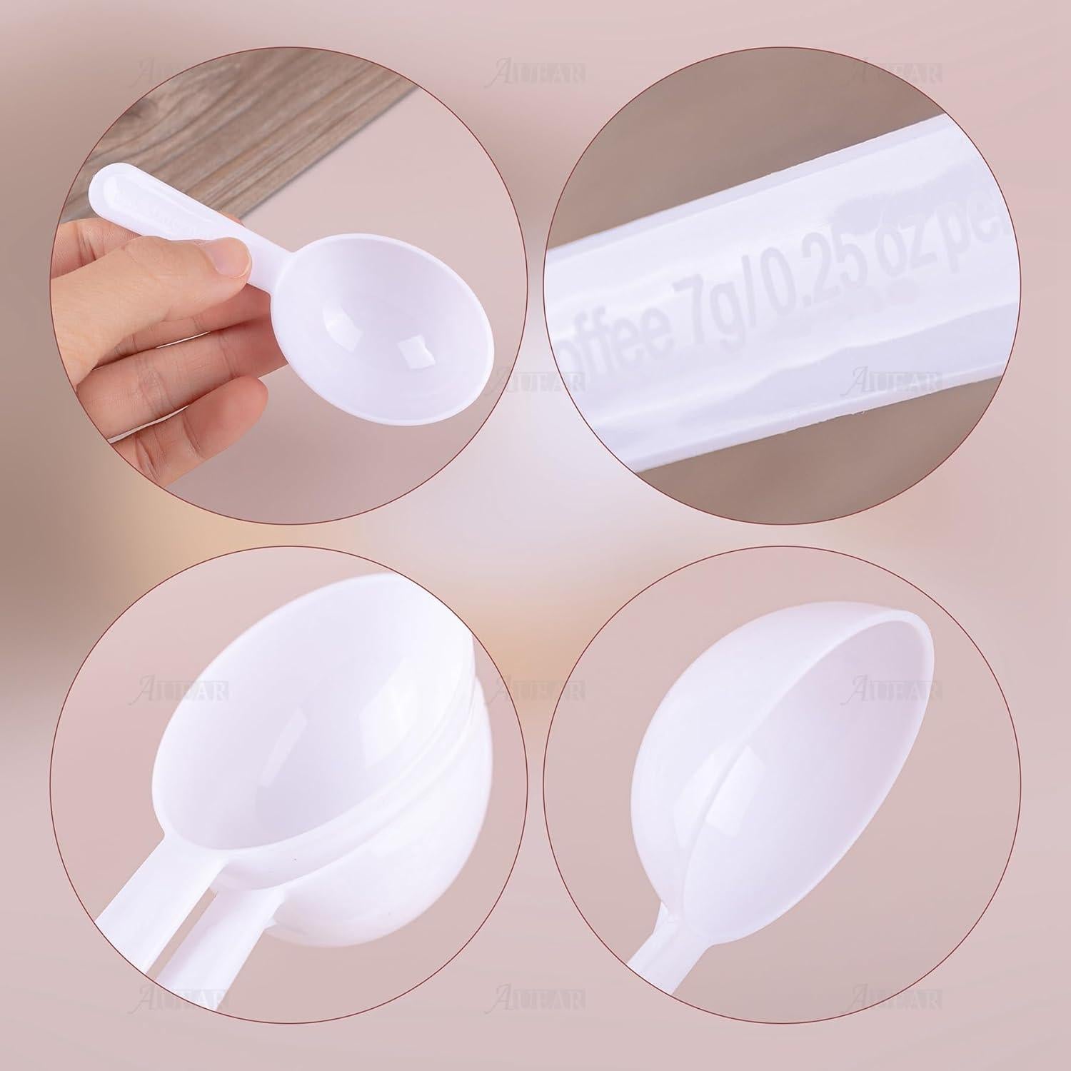 Cucharas Medidoras de Plástico AUEAR - Paquete de 5 Blancas