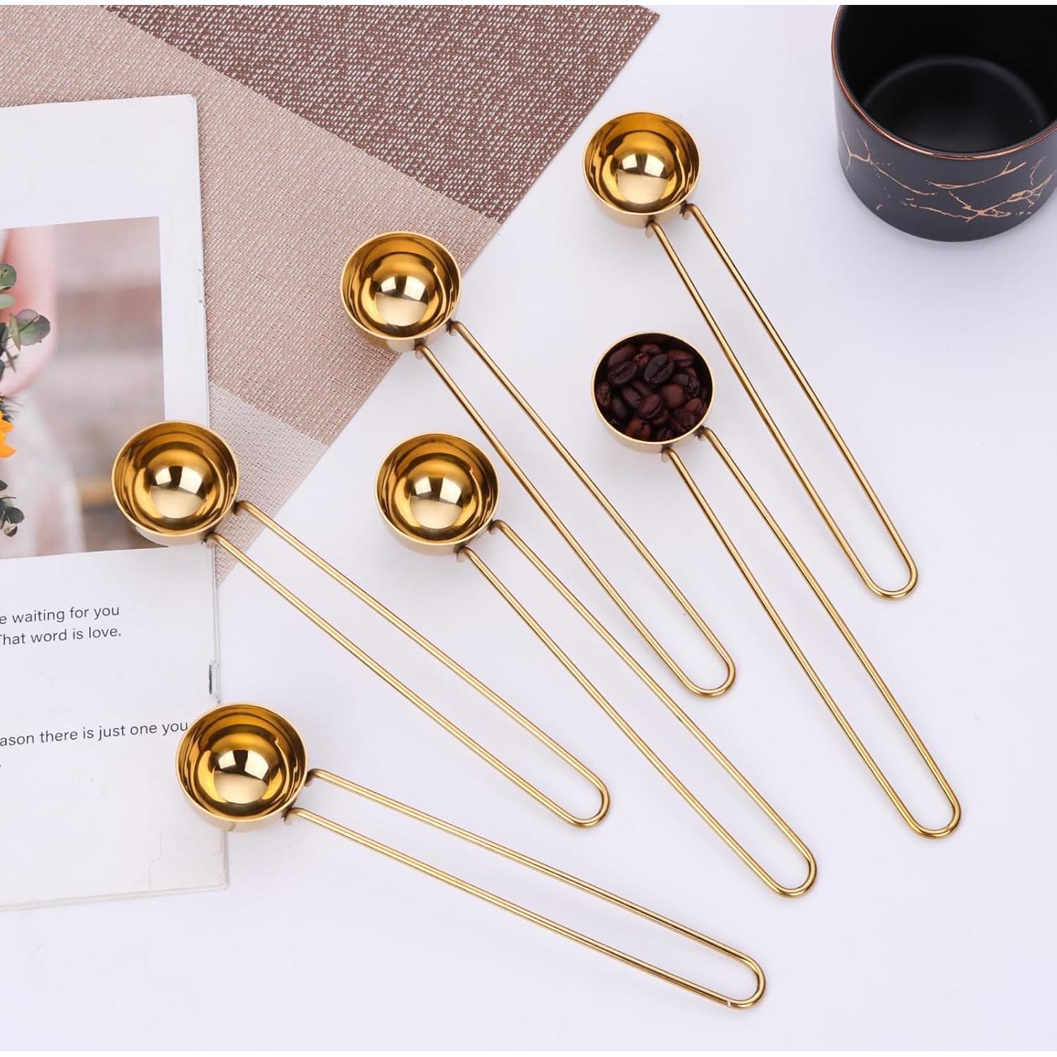 Cucharas Medidoras de Café 15ml Mafier Acero Inoxidable Dorado