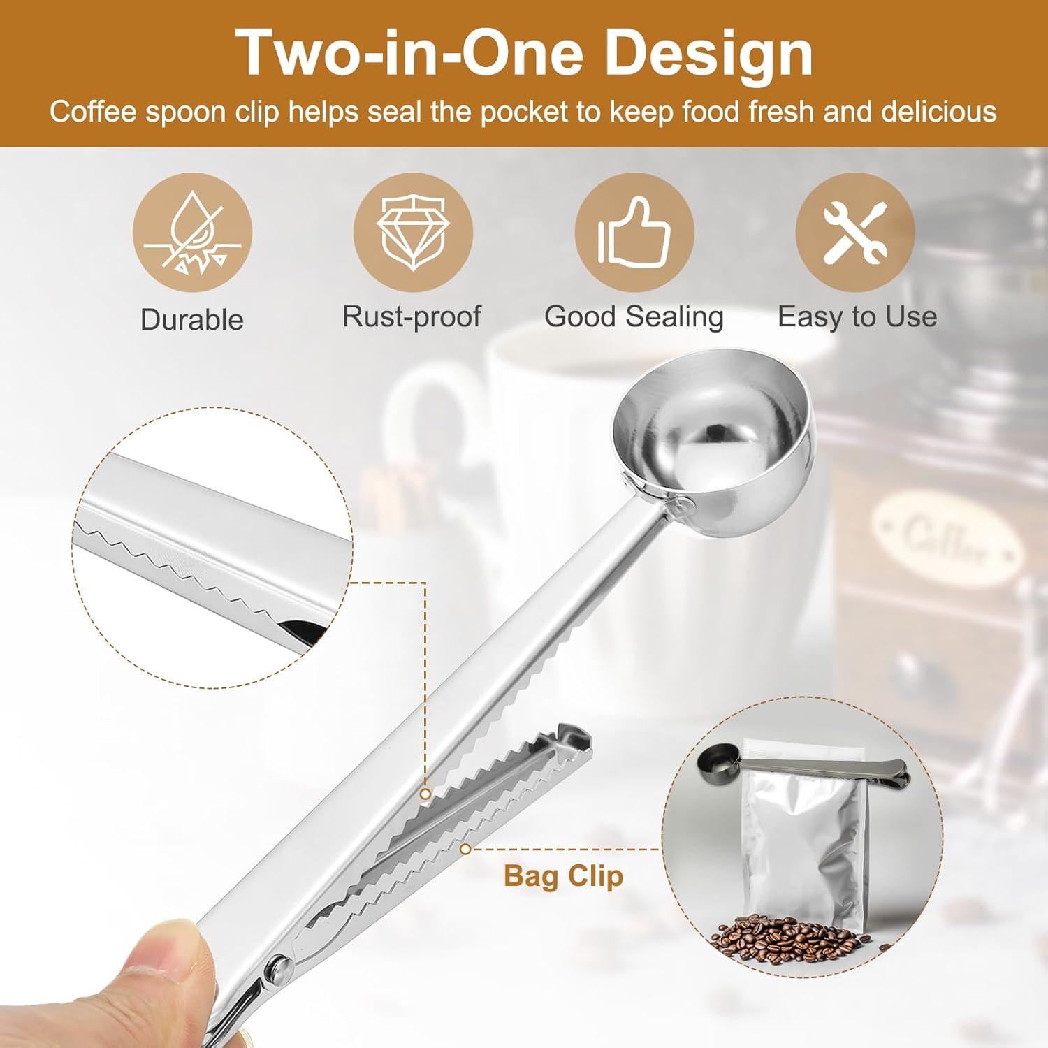Cuchara de Café con Clip uxcell de Acero Inoxidable 17.5cm