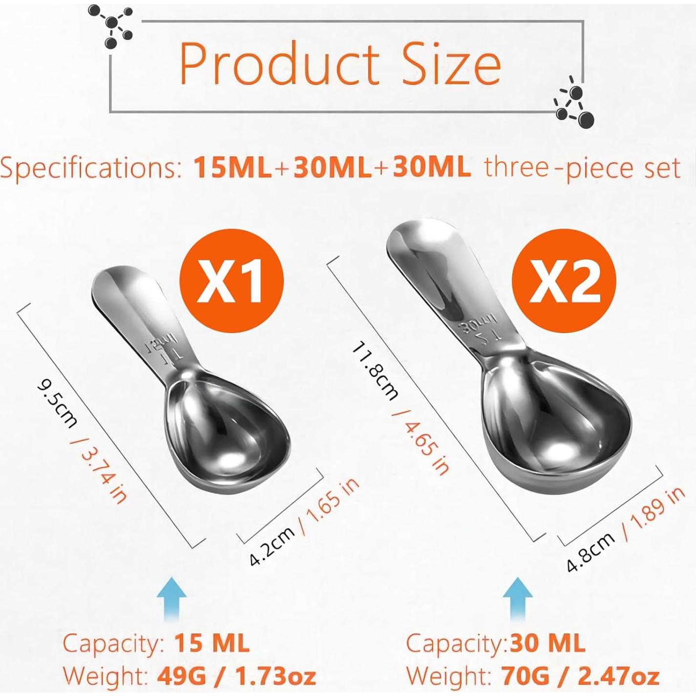 Cucharas Medidoras de Café GREATLINK Acero Inoxidable 3 Piezas
