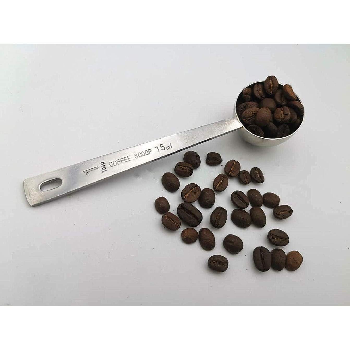 Cucharón Medidor de Café Acero Inoxidable 15ml + Cepillo Limpieza