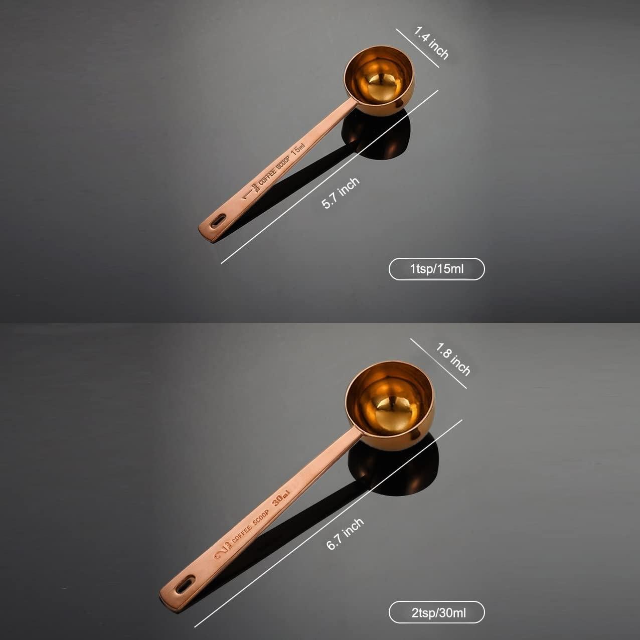 Cucharas Medidoras de Café Yepcloud Oro Rosa 1 y 2 Cucharadas