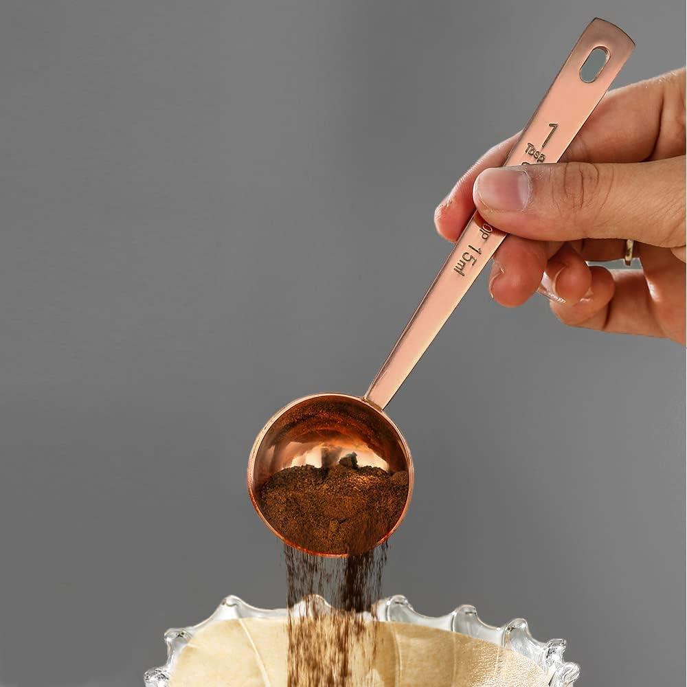 Cucharas Medidoras de Café Yepcloud Oro Rosa 1 y 2 Cucharadas