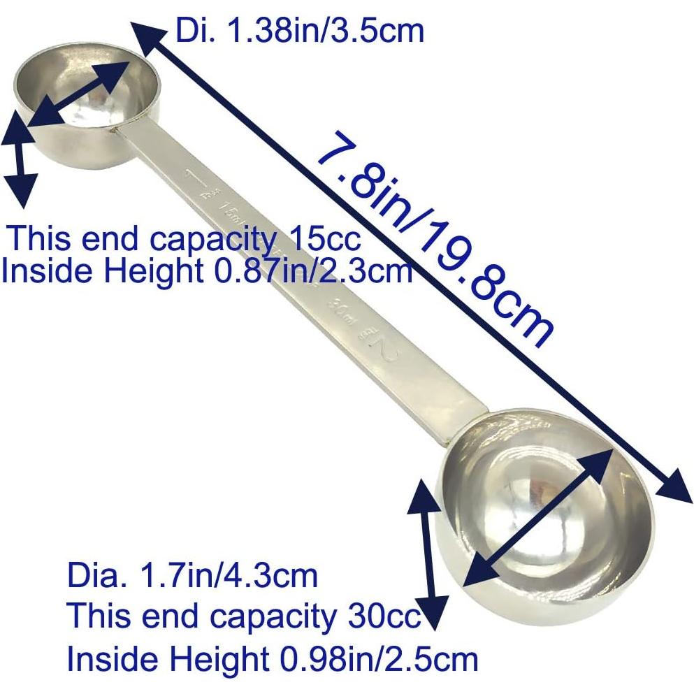 Cucharón de Acero Inoxidable CoaGu 15ml y 30ml con Mango Largo