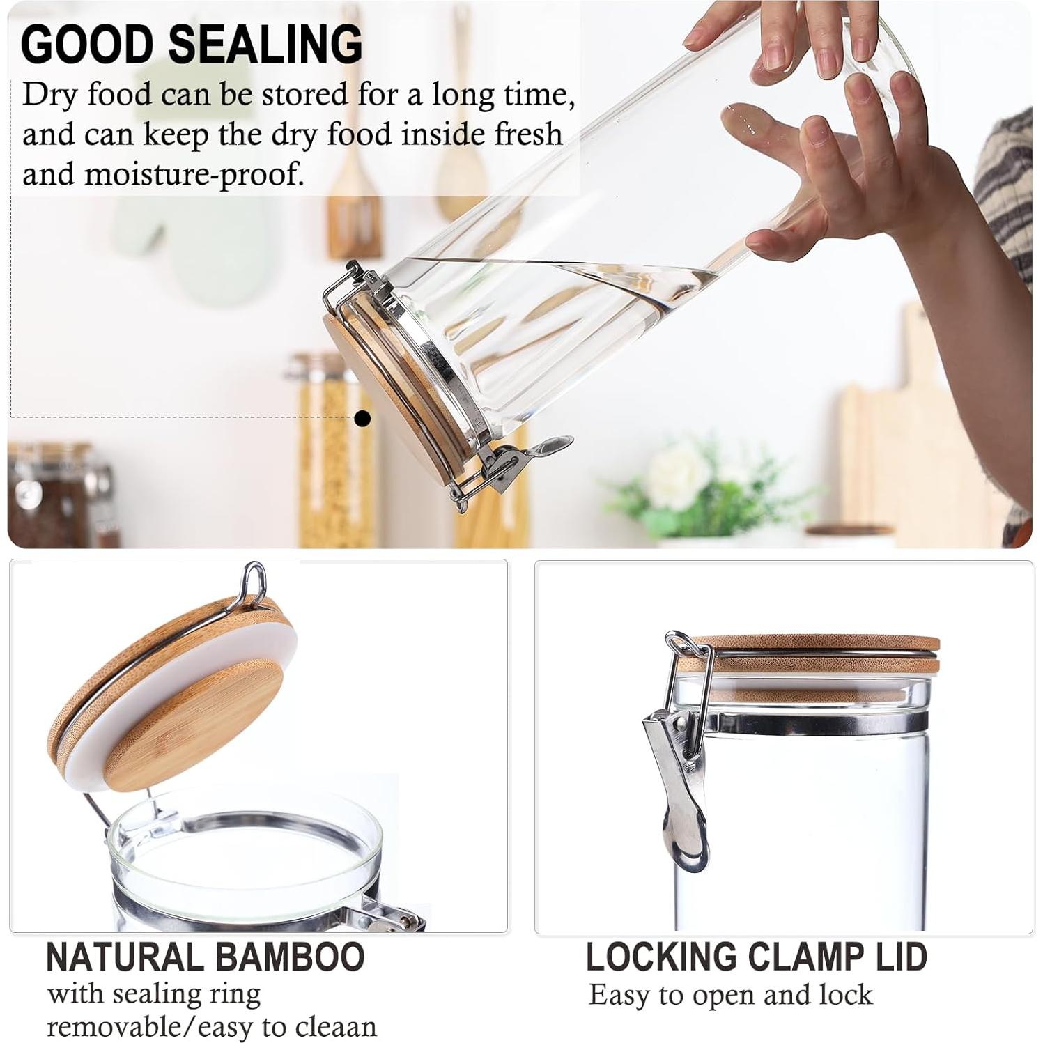 Set 3 Tarros de Vidrio Hermético KKC 800 ml con Cucharas