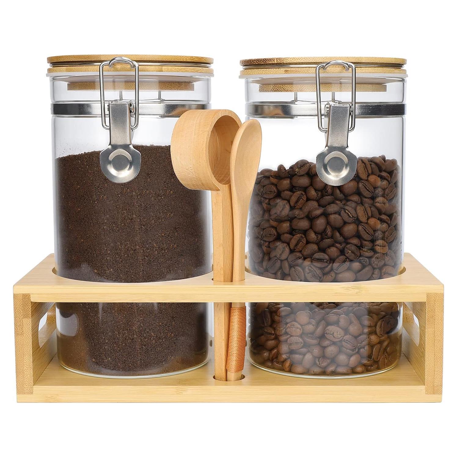 Tarros de Almacenamiento de Café Stahala 2x45oz Vidrio Hermético