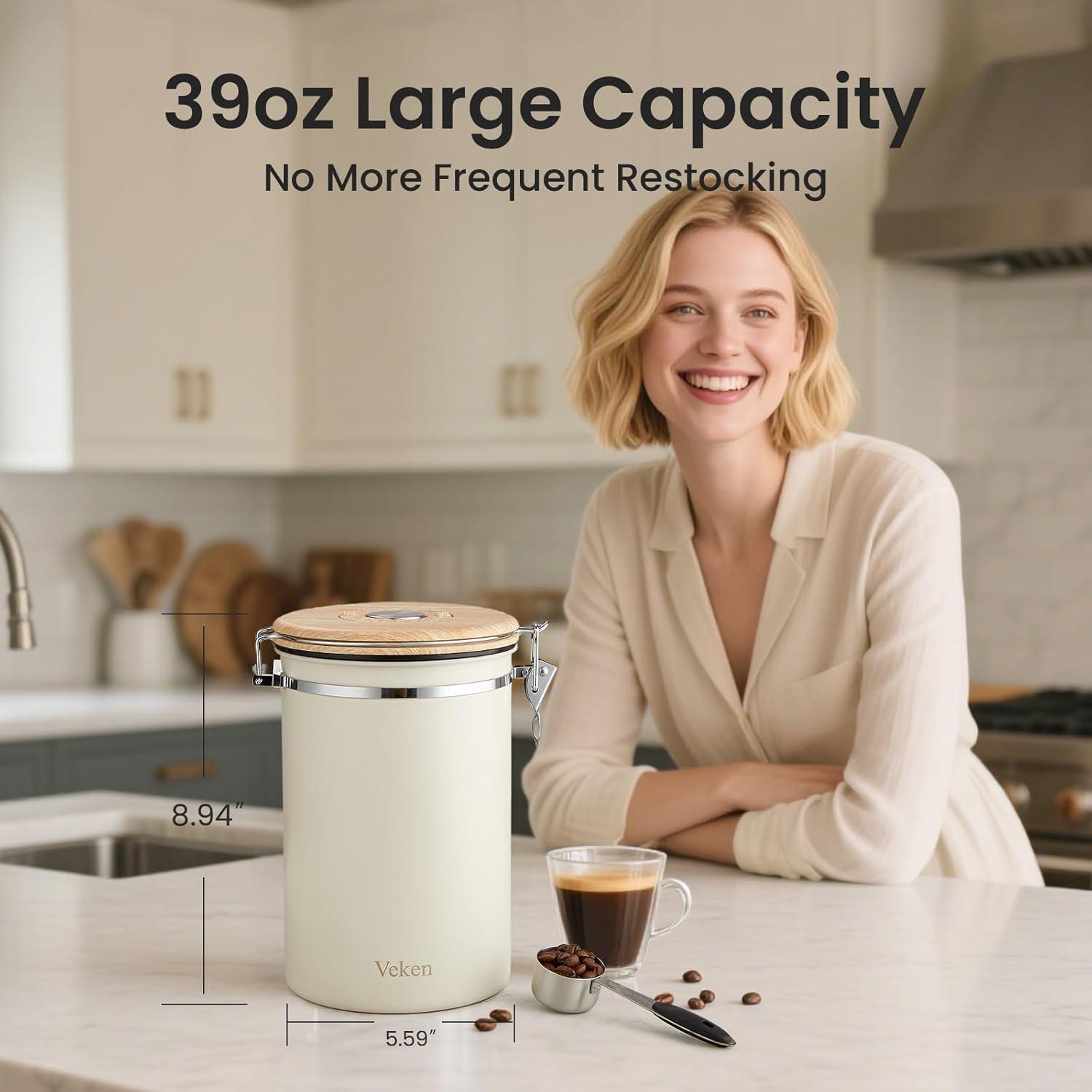 Contenedor de Café Veken 39oz Acero Inoxidable Hermético