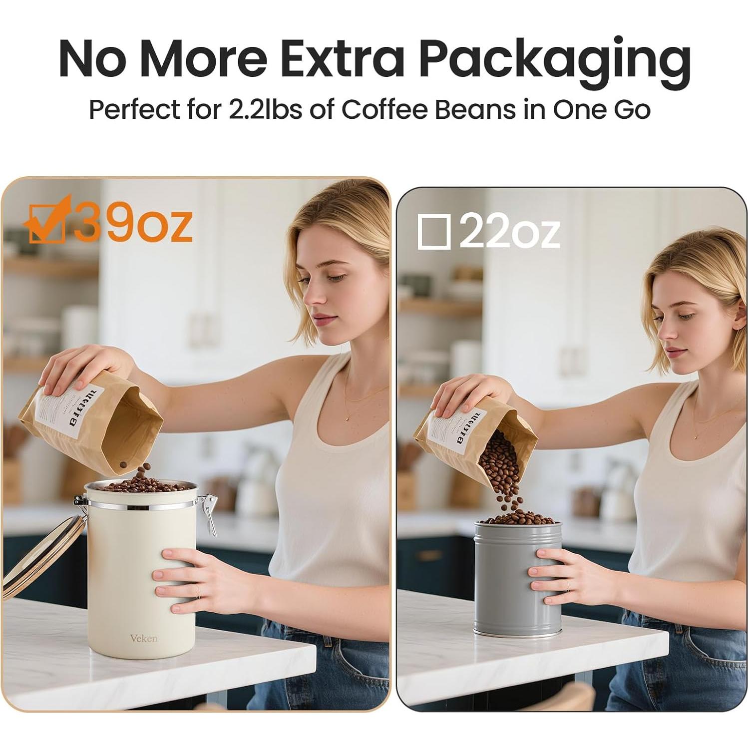 Contenedor de Café Veken 39oz Acero Inoxidable Hermético