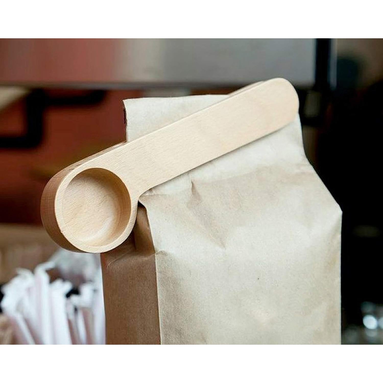 Cucharón de Café Personalizado de Madera de Haya - Clip para Bolsa