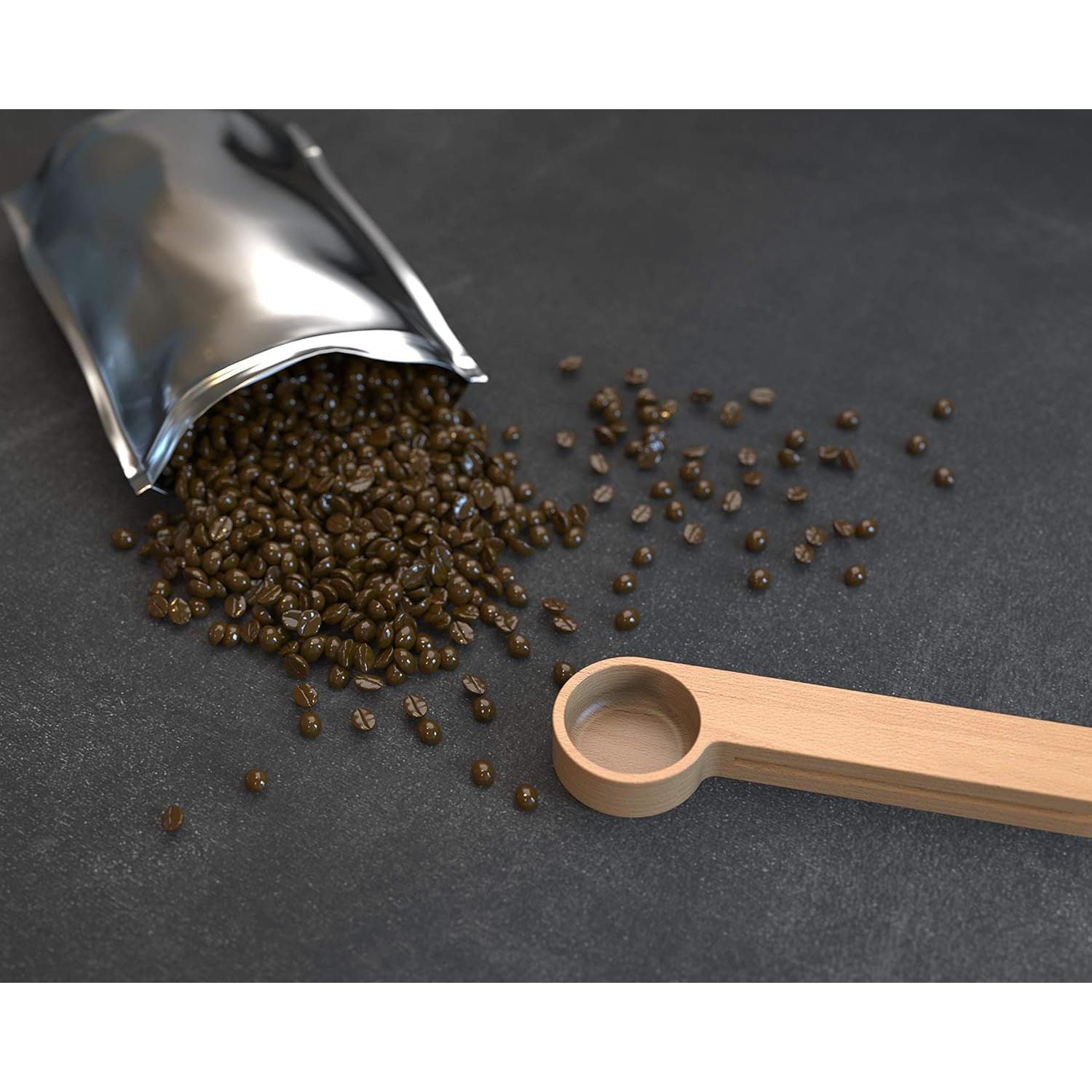 Cucharón de Café Personalizado de Madera de Haya - Clip para Bolsa