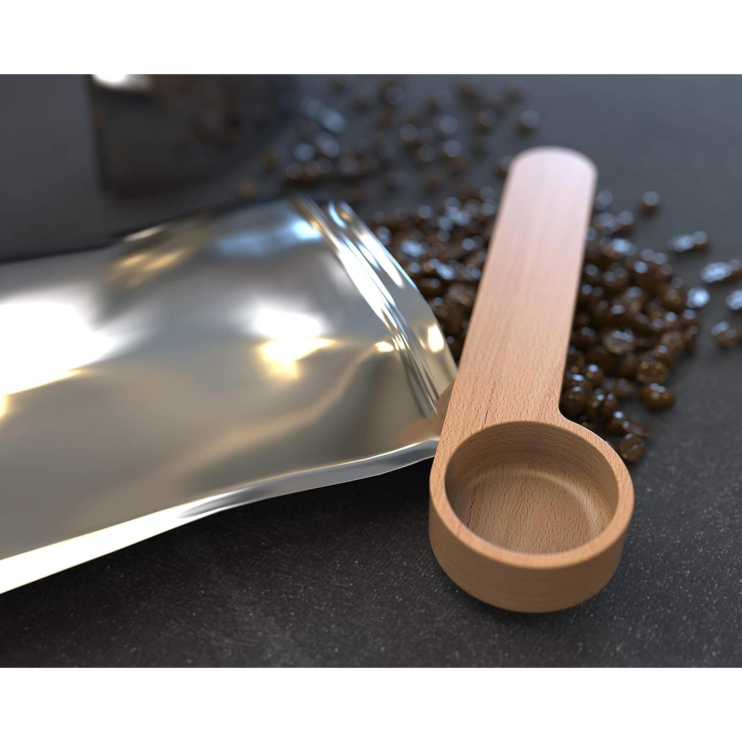 Cucharón de Café Personalizado de Madera de Haya - Clip para Bolsa