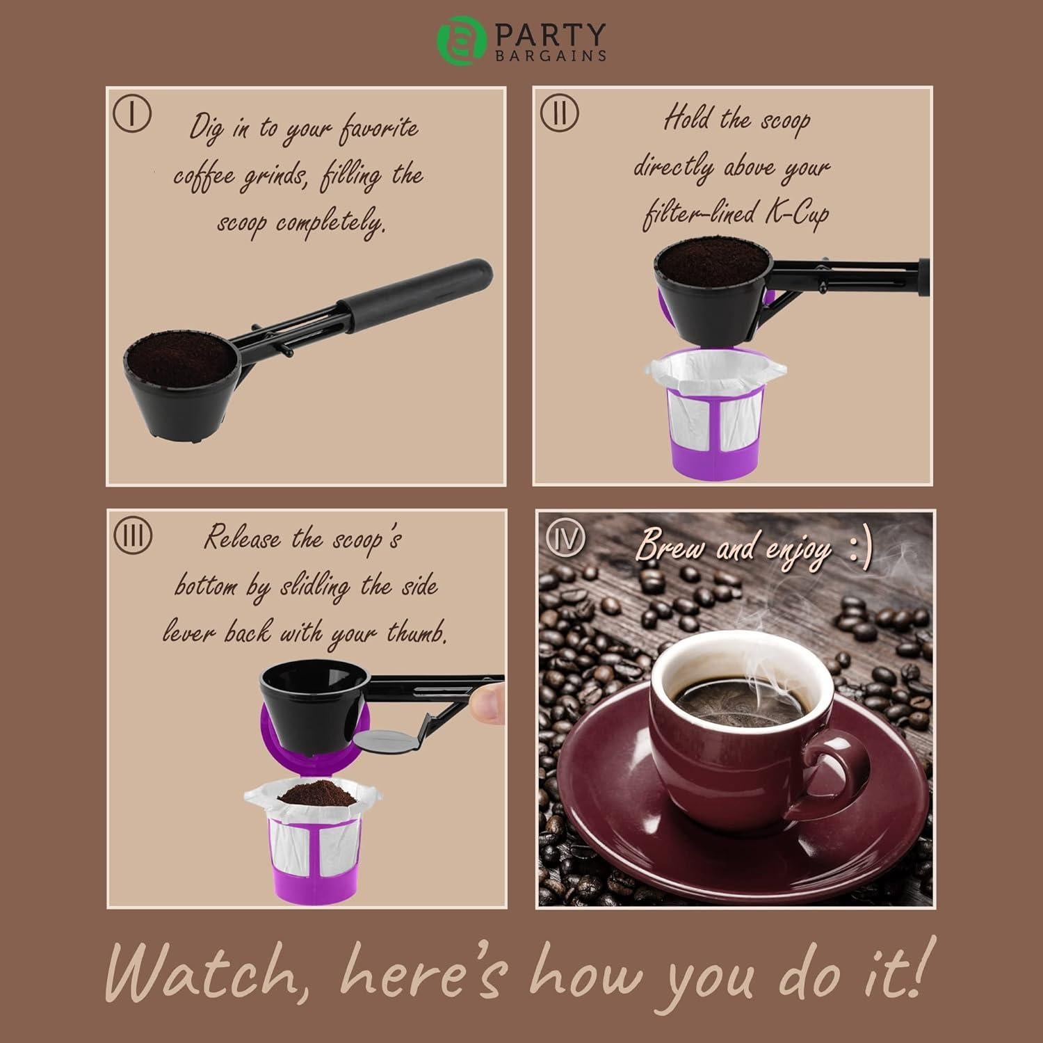 Cucharón de Café PARTY BARGAINS para K-Cups Reutilizables - Negro