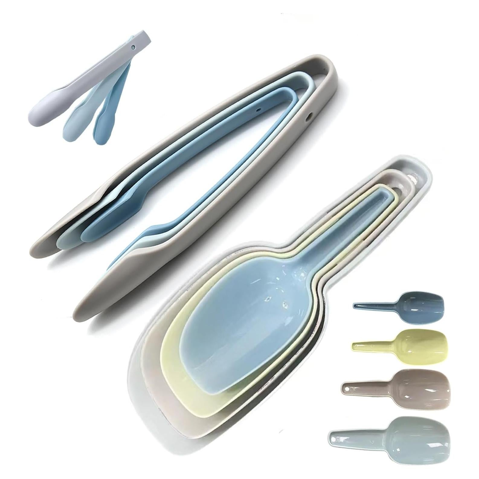 Juego de 4 Cucharas de Hielo y 3 Pinzas Wjwumha Multiusos