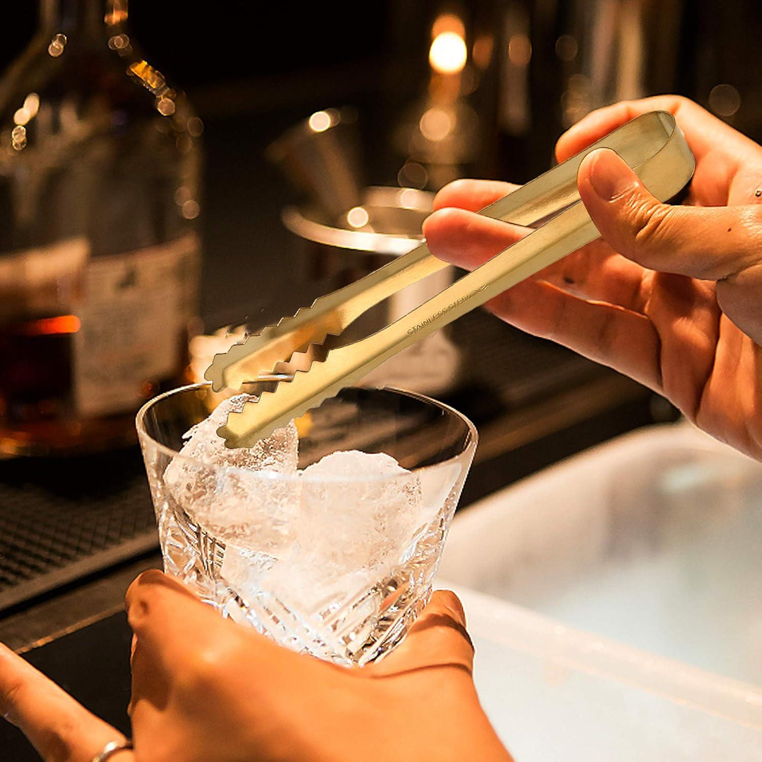 Juego de Cuchara y Pinzas para Hielo Akamino Dorado Acero Inoxidable
