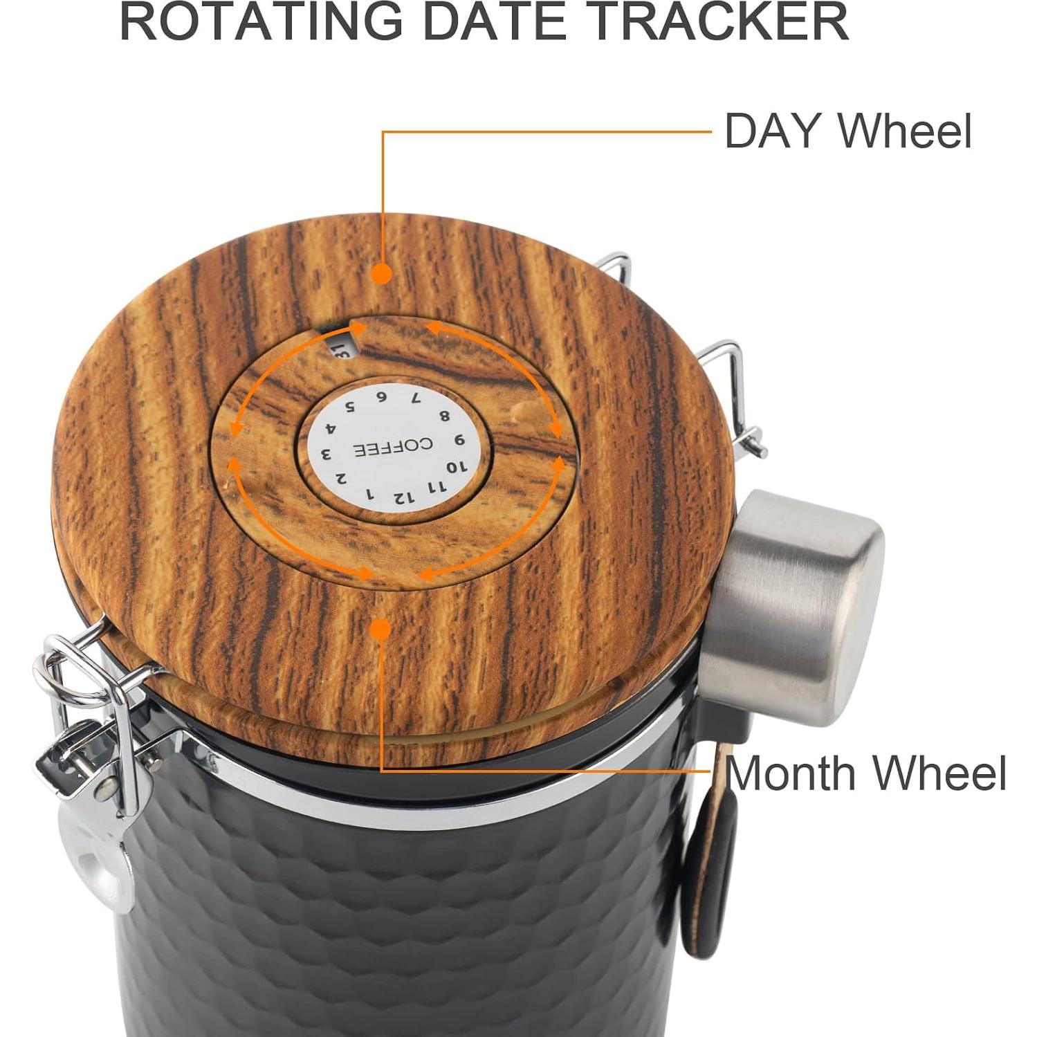 Contenedor Hermético de Café TEDSWAIT 1.8L Acero Inoxidable Negro