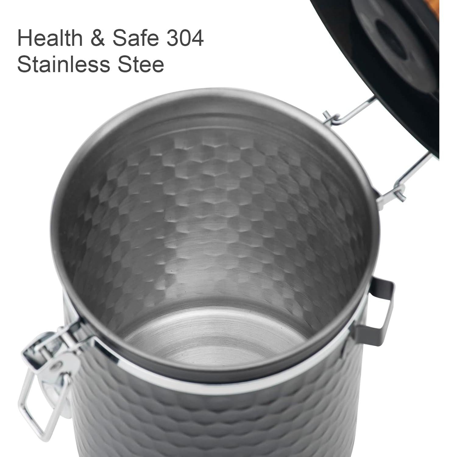 Contenedor Hermético de Café TEDSWAIT 1.8L Acero Inoxidable Negro