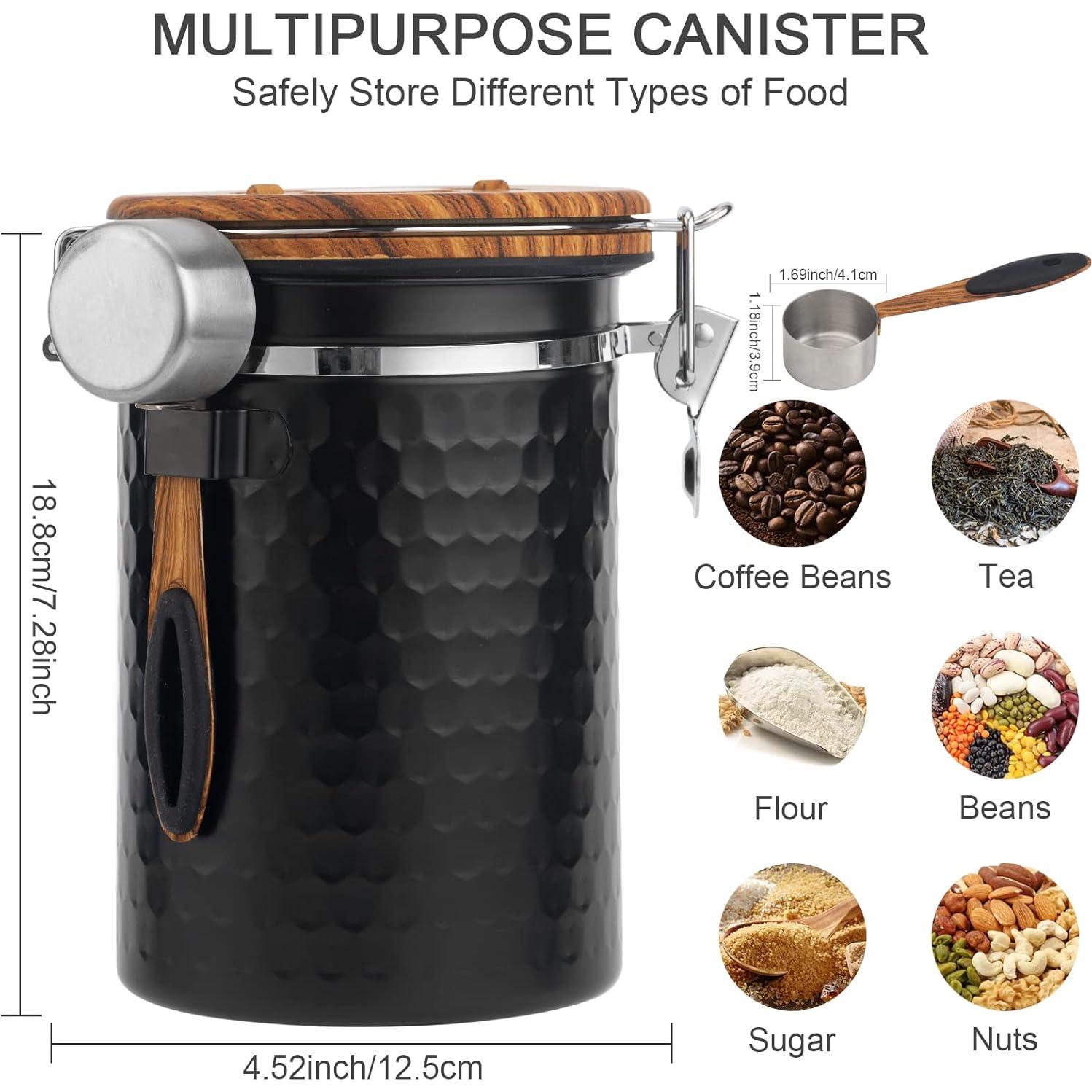 Contenedor Hermético de Café TEDSWAIT 1.8L Acero Inoxidable Negro