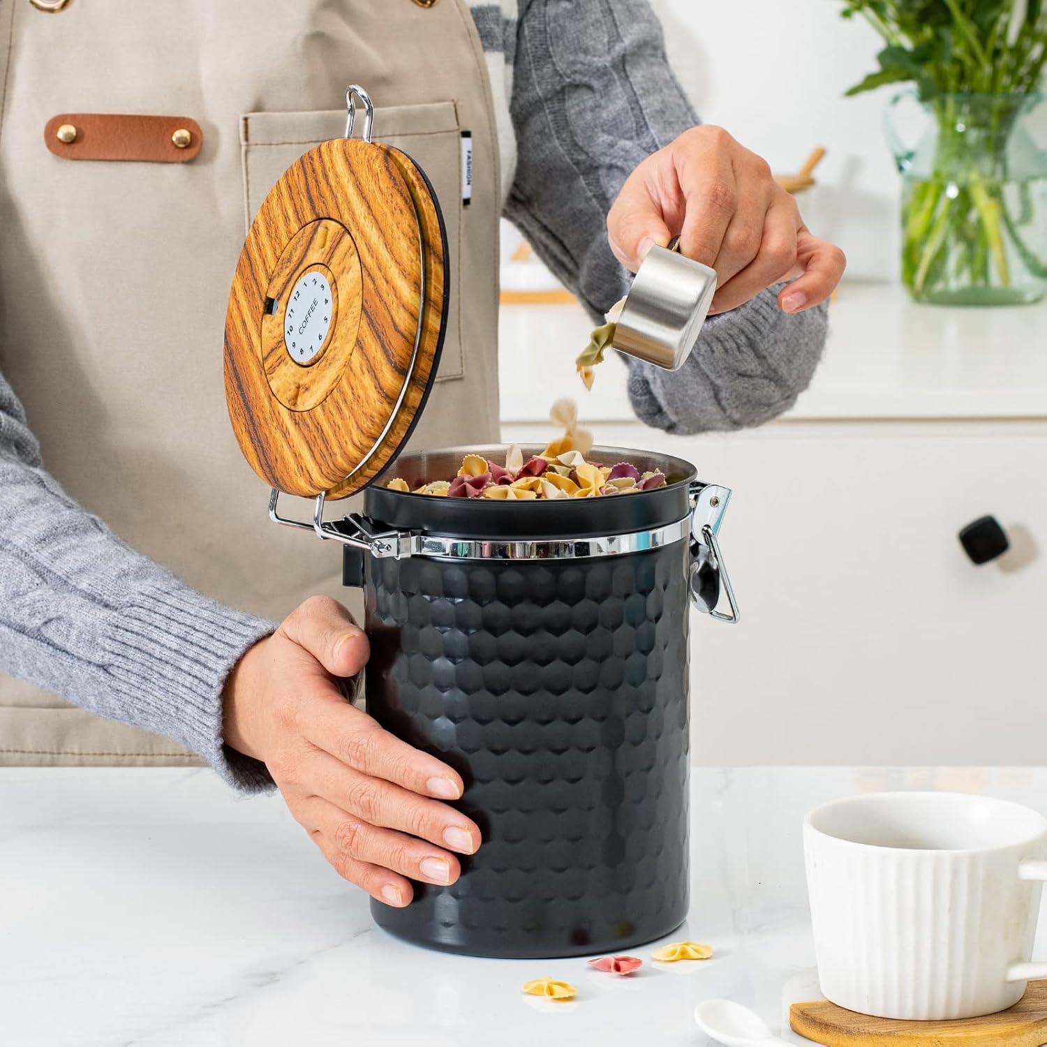 Contenedor Hermético de Café TEDSWAIT 1.8L Acero Inoxidable Negro