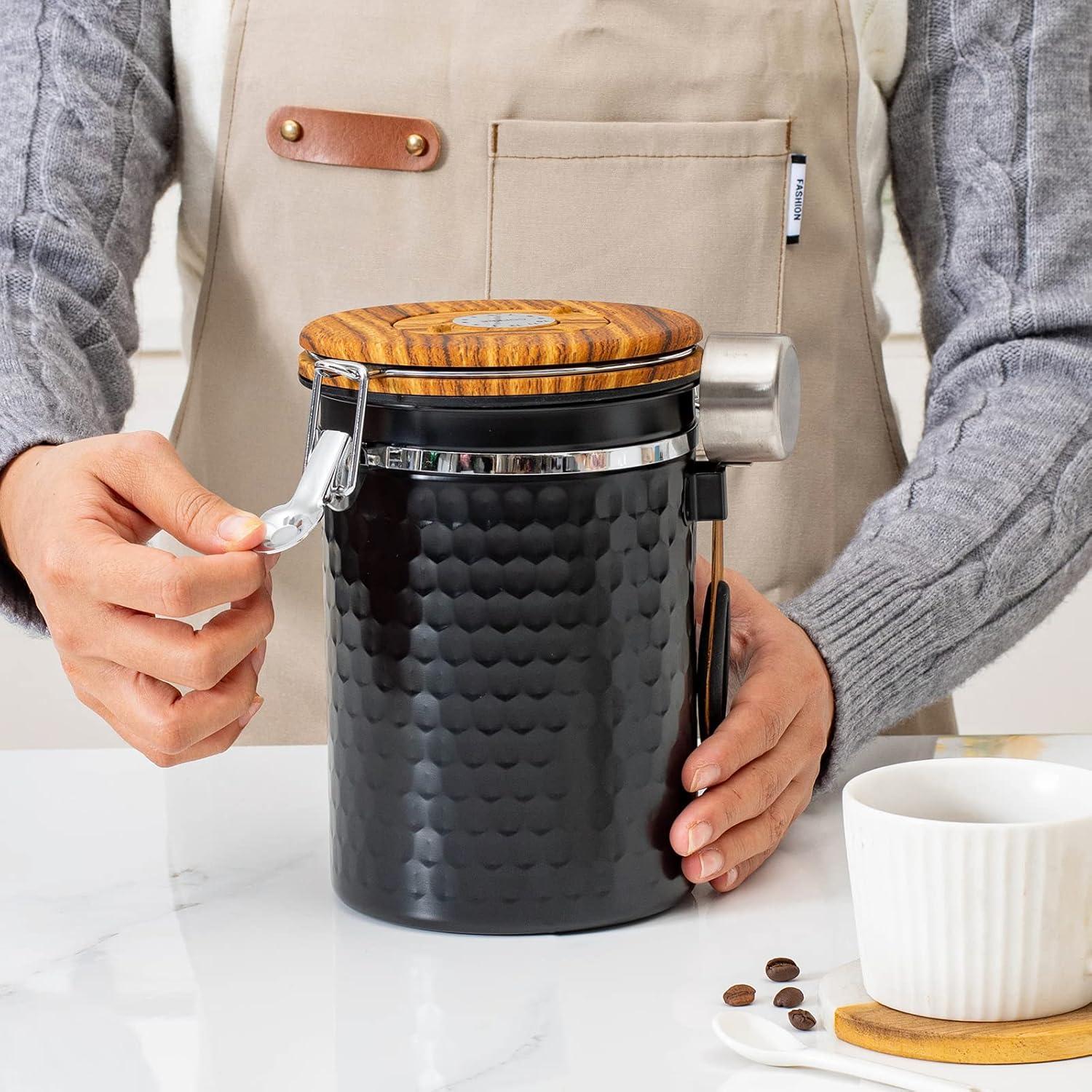 Contenedor Hermético de Café TEDSWAIT 1.8L Acero Inoxidable Negro